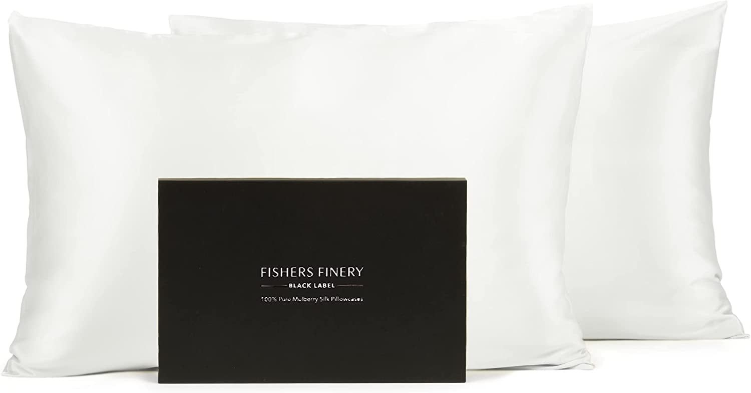 Queen White 30mm Mulberry Silk Pillowcase Set