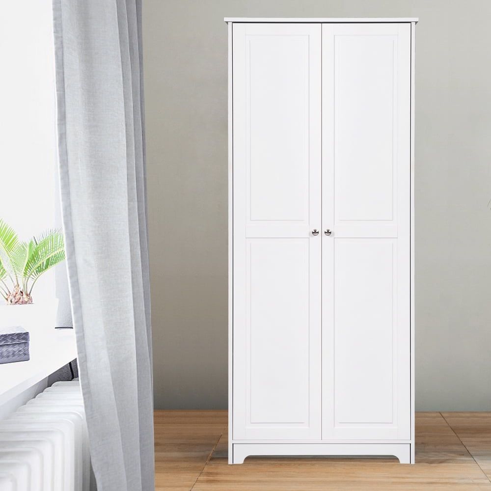 White Double Door Five-Tier Storage Cabinet