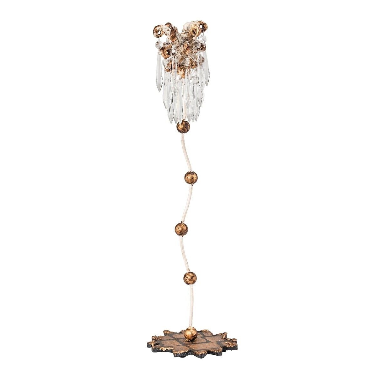 Elegant Venetian Crystal Candlestick with Distressed Gold Finish