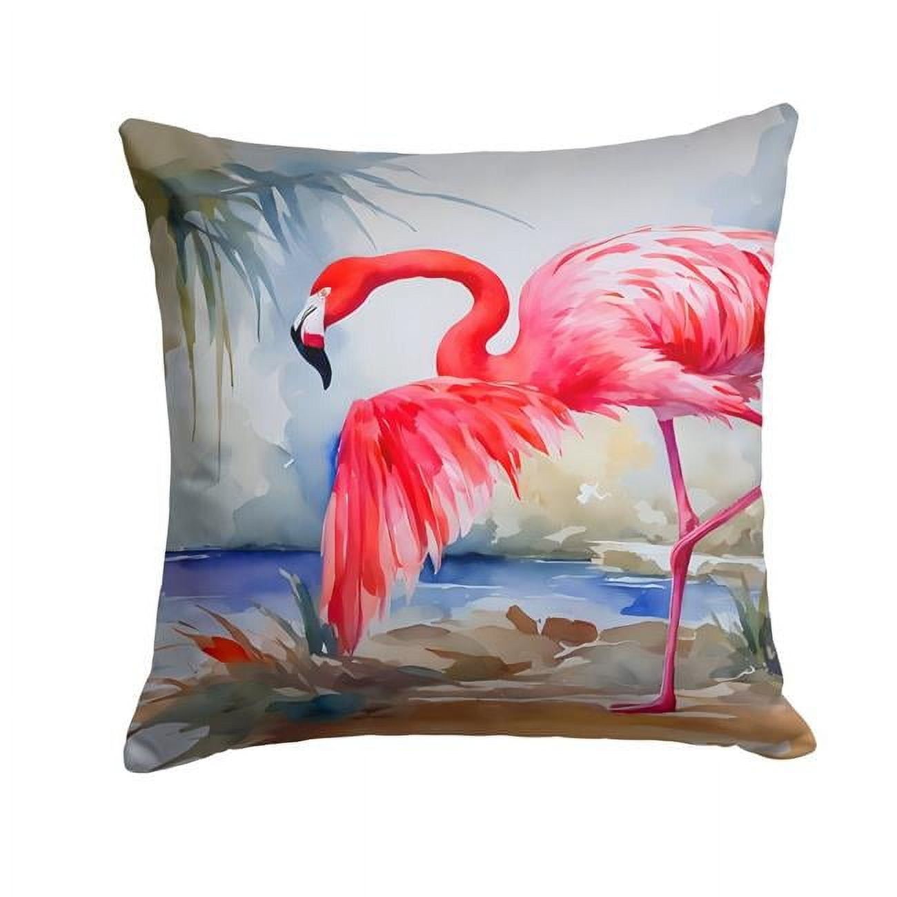 Vibrant Flamingo Polyester Square Throw Pillow 14x14