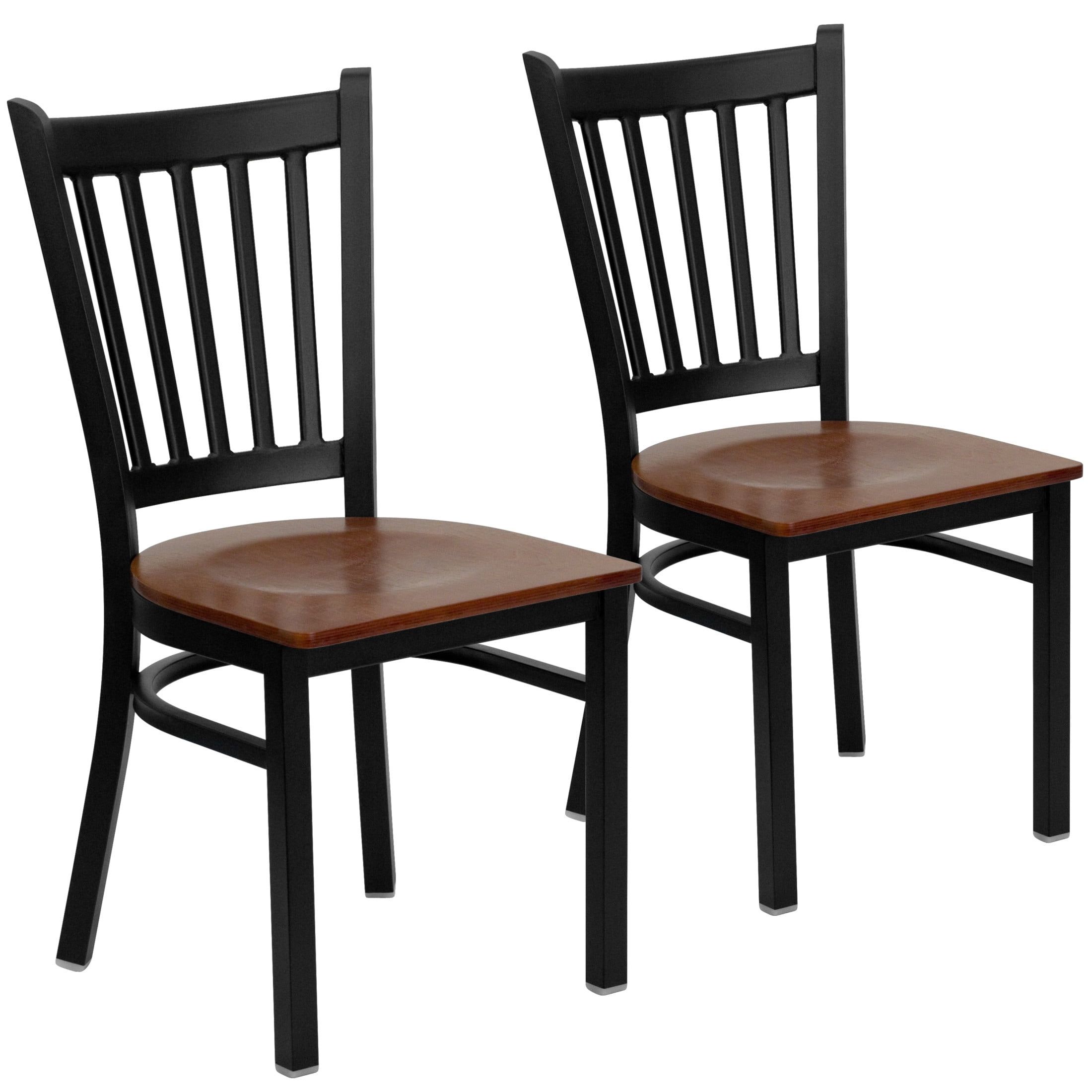 Cherry Wood and Black Metal Mid-Back Bar Chair, Set of 2