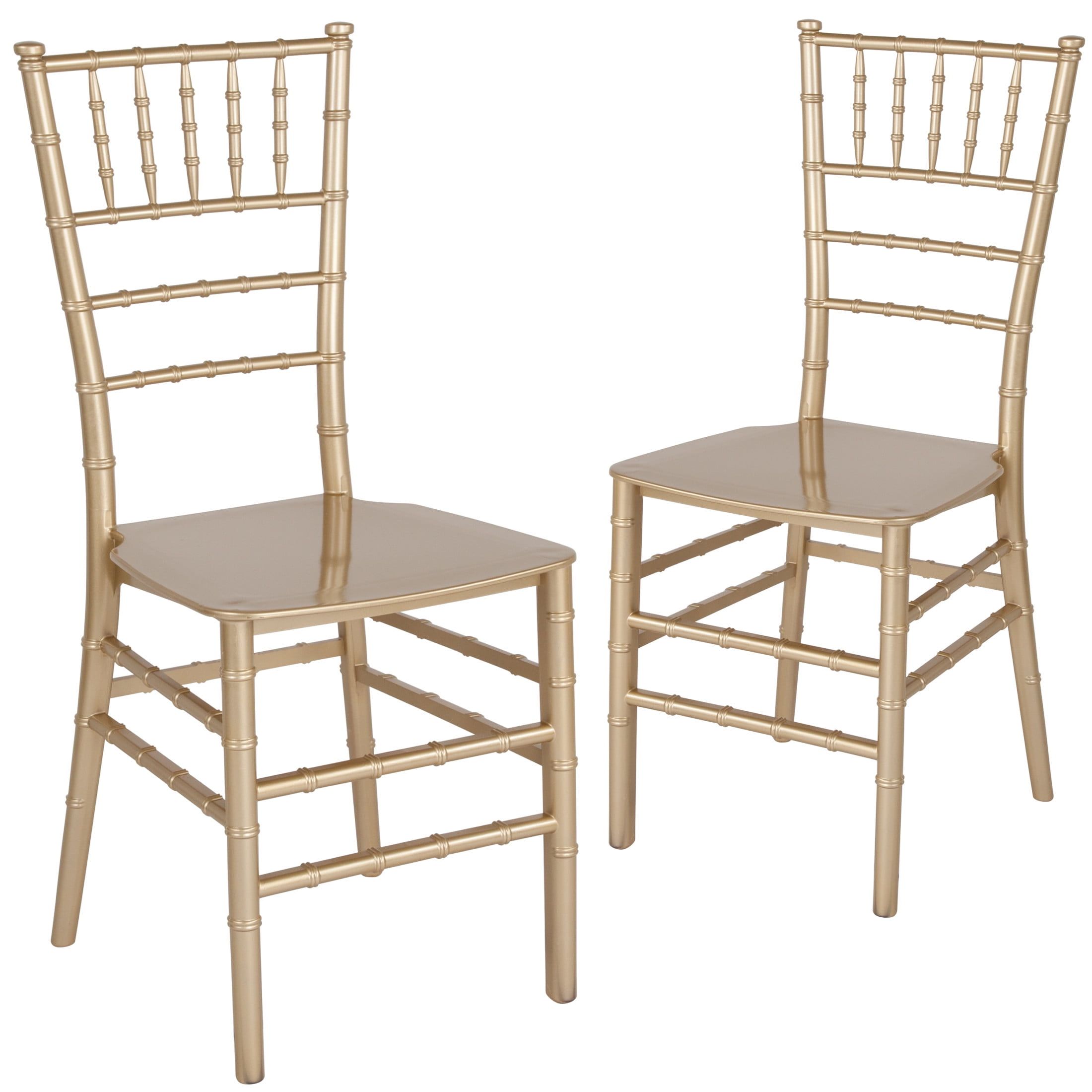 Gold Resin Stacking Chiavari Chairs for Events, Set of 2