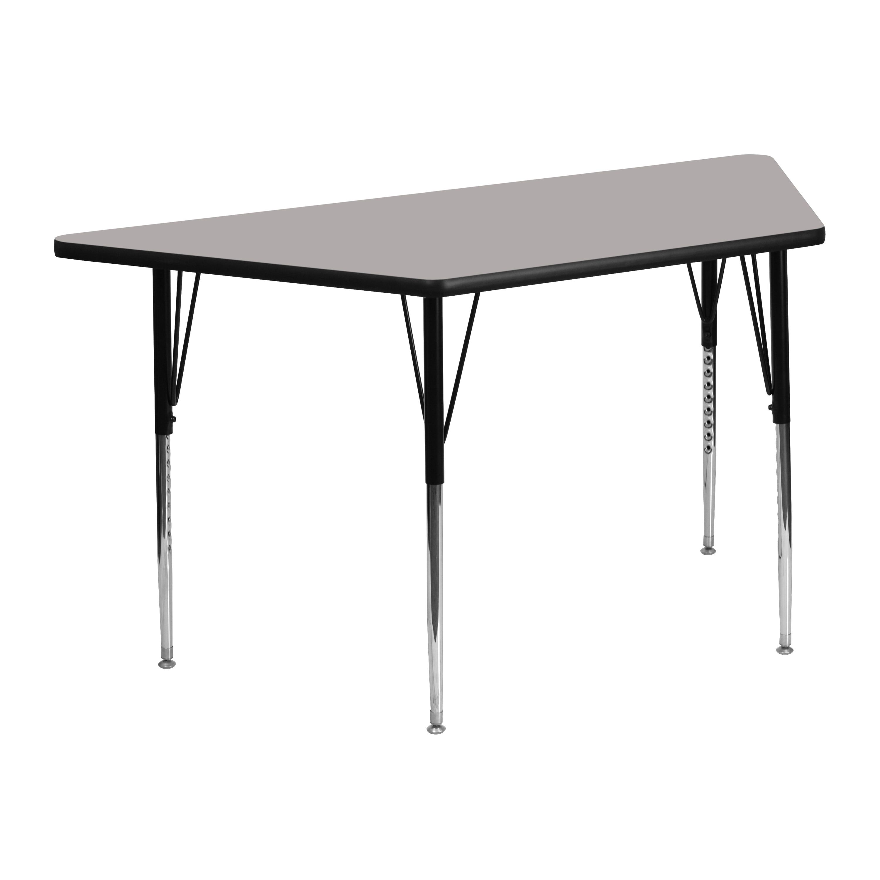 Trapezoid Grey Laminate Activity Table with Adjustable Legs