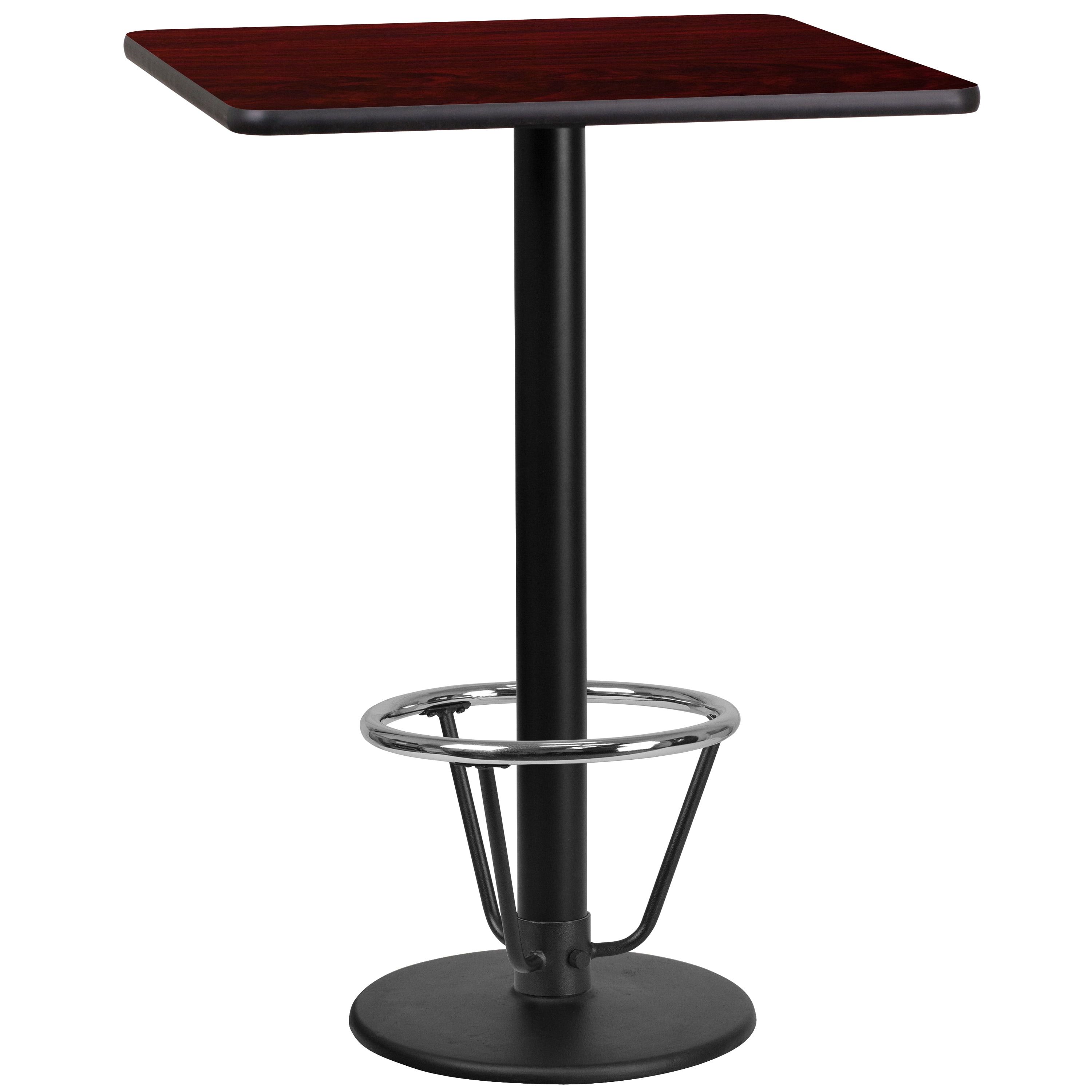 Contemporary 24'' Square Red Laminate Bar Height Table with Foot Ring