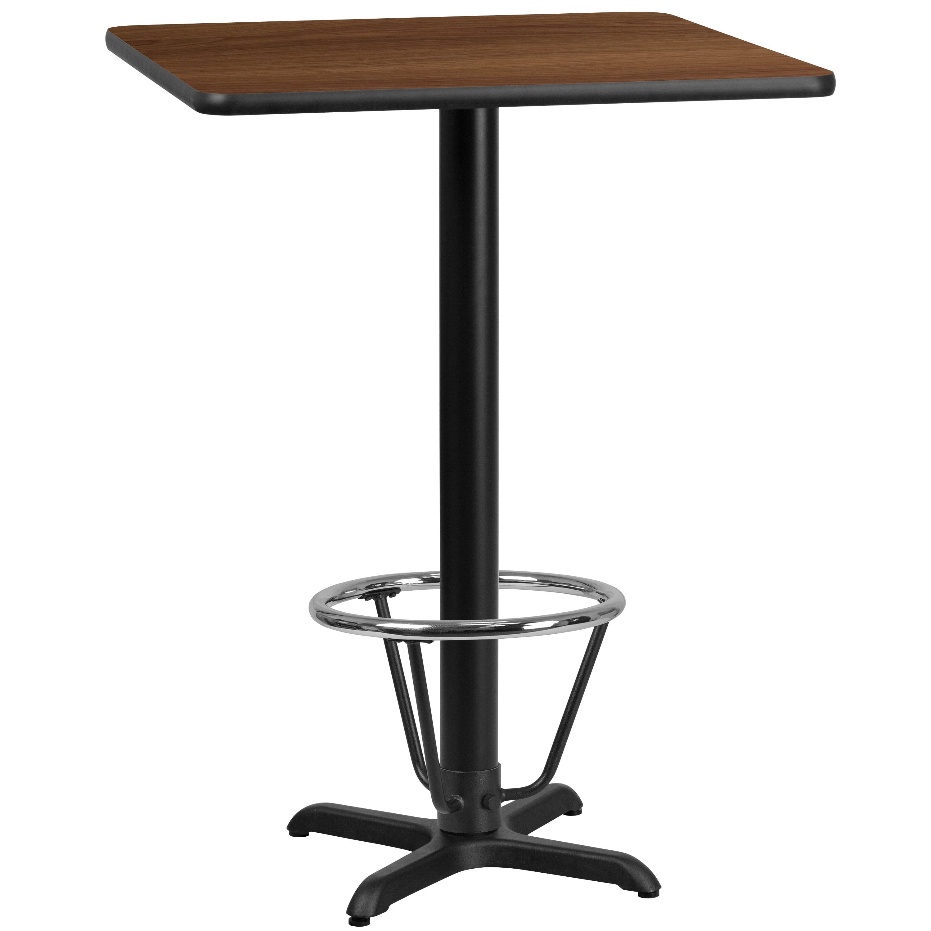 Contemporary Walnut 24'' Square Bar Height Laminate Table