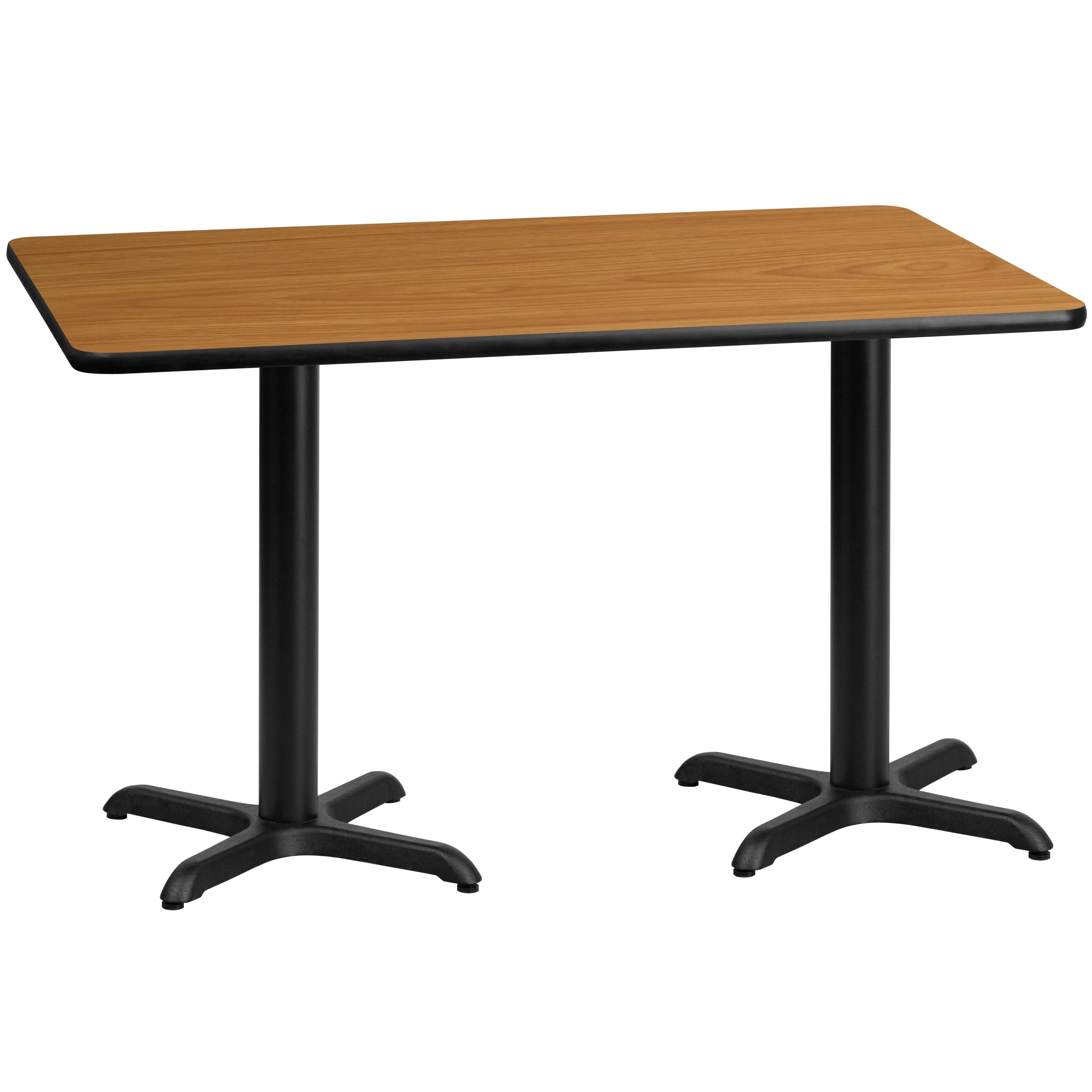 Natural Laminate Rectangular Dining Table with Black Metal Base