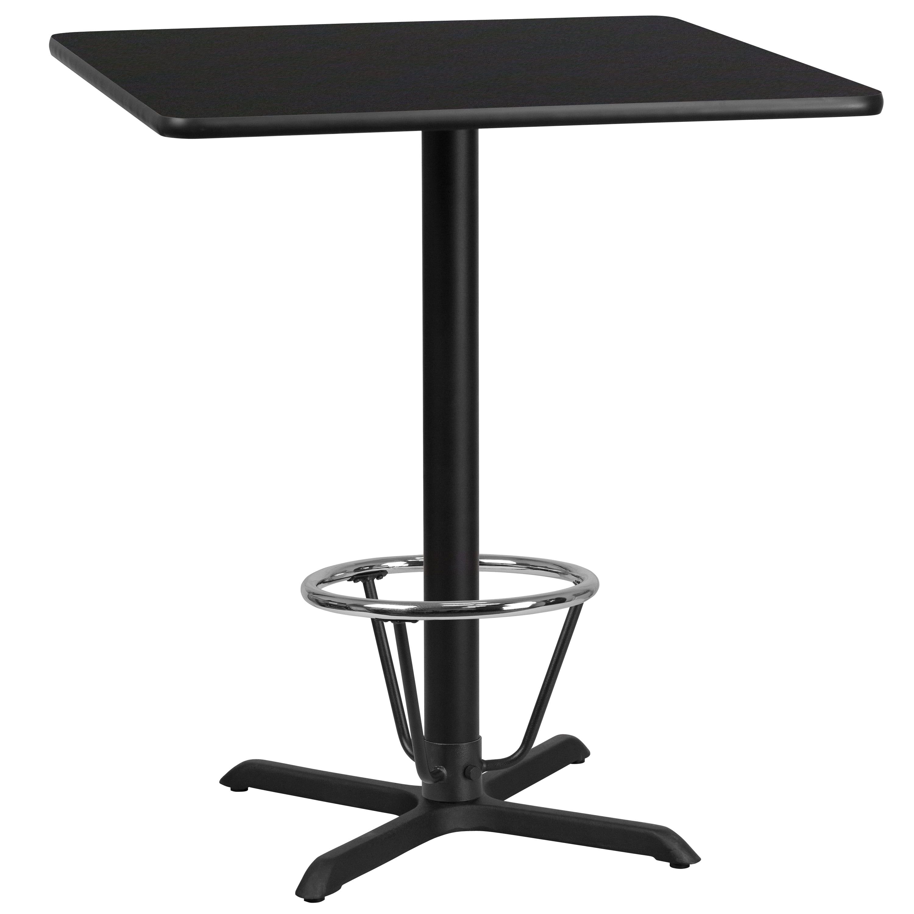 Black Laminate Square Bar Height Table with Foot Ring