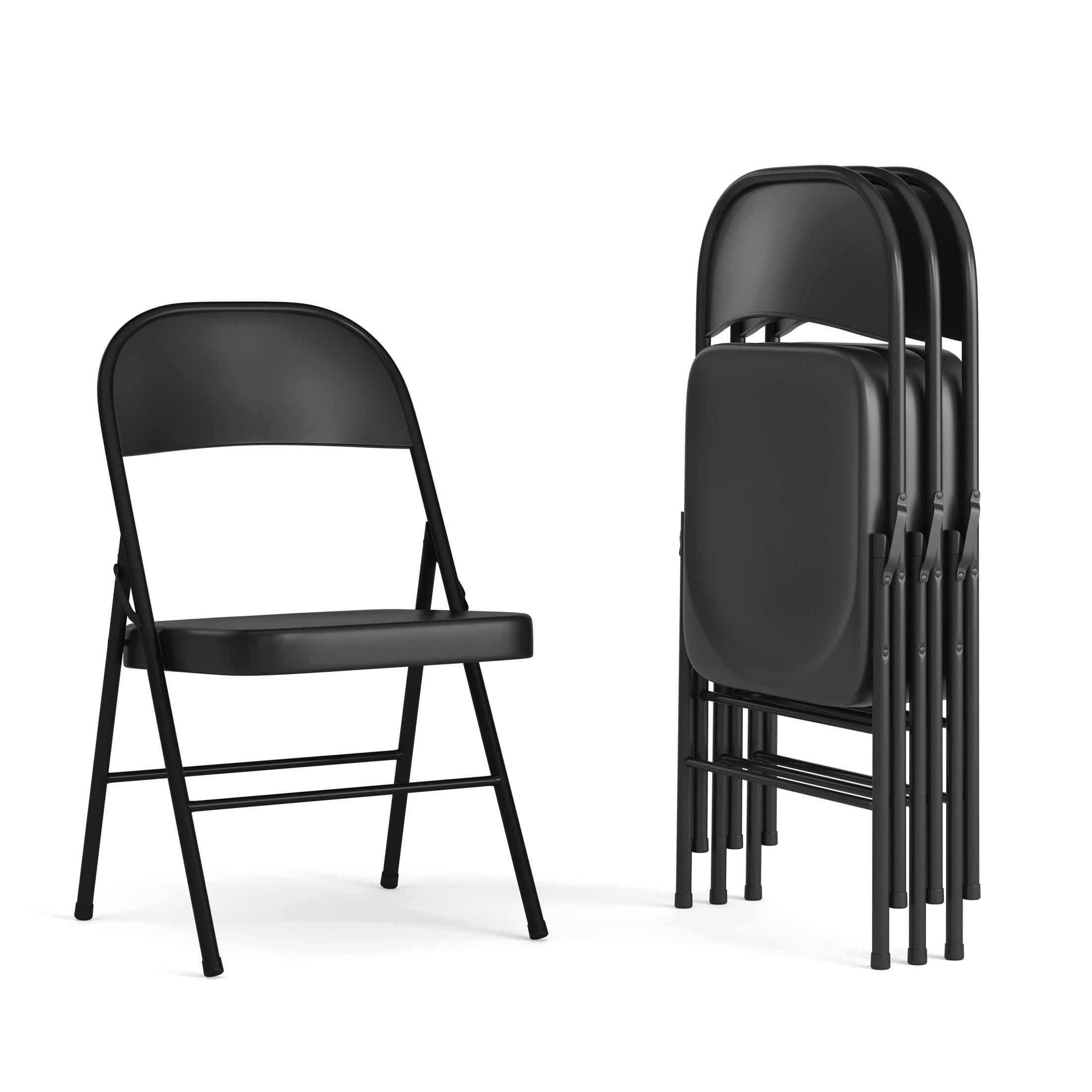 Hercules Series Traditional Black Metal Armless Folding Chair 4-Pack