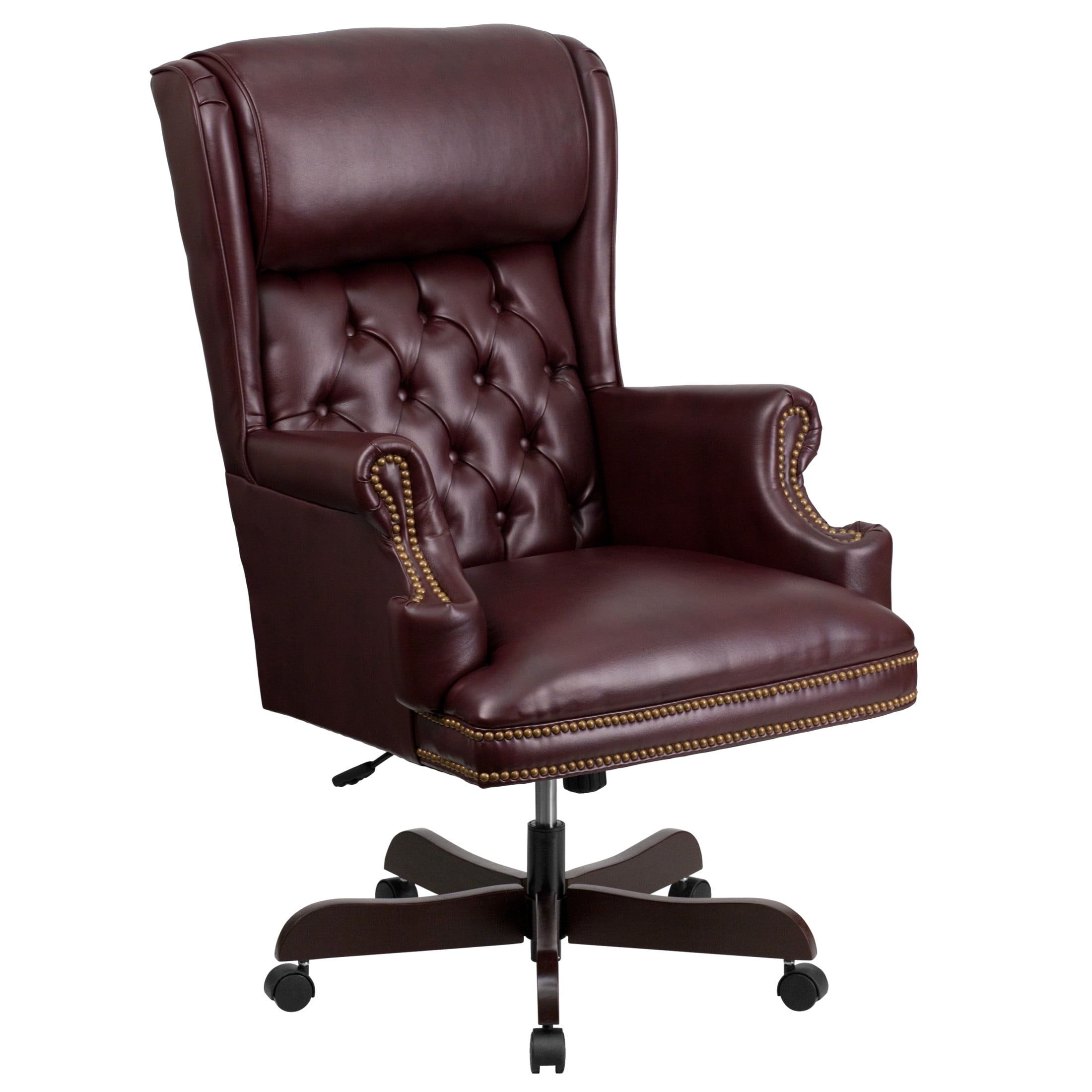 Burgundy Leather High Back Executive Swivel Office Chair