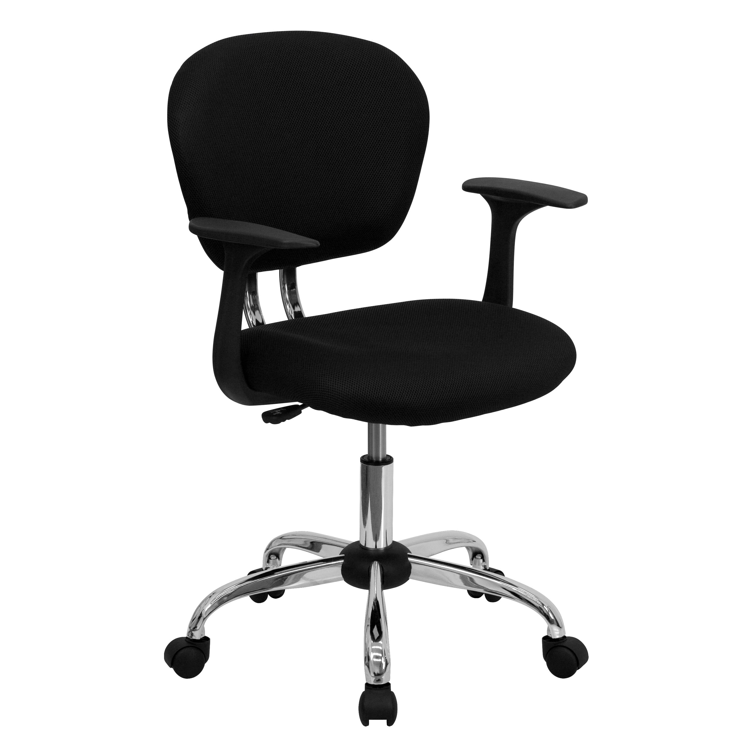 Beverly Mid-Back Black Mesh Swivel Task Chair with Chrome Base