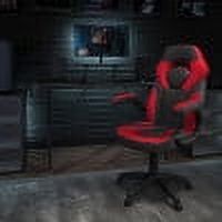 Ergonomic 52'' Red and Black Gaming Desk & Chair Set with Cup Holder and Headphone Hook