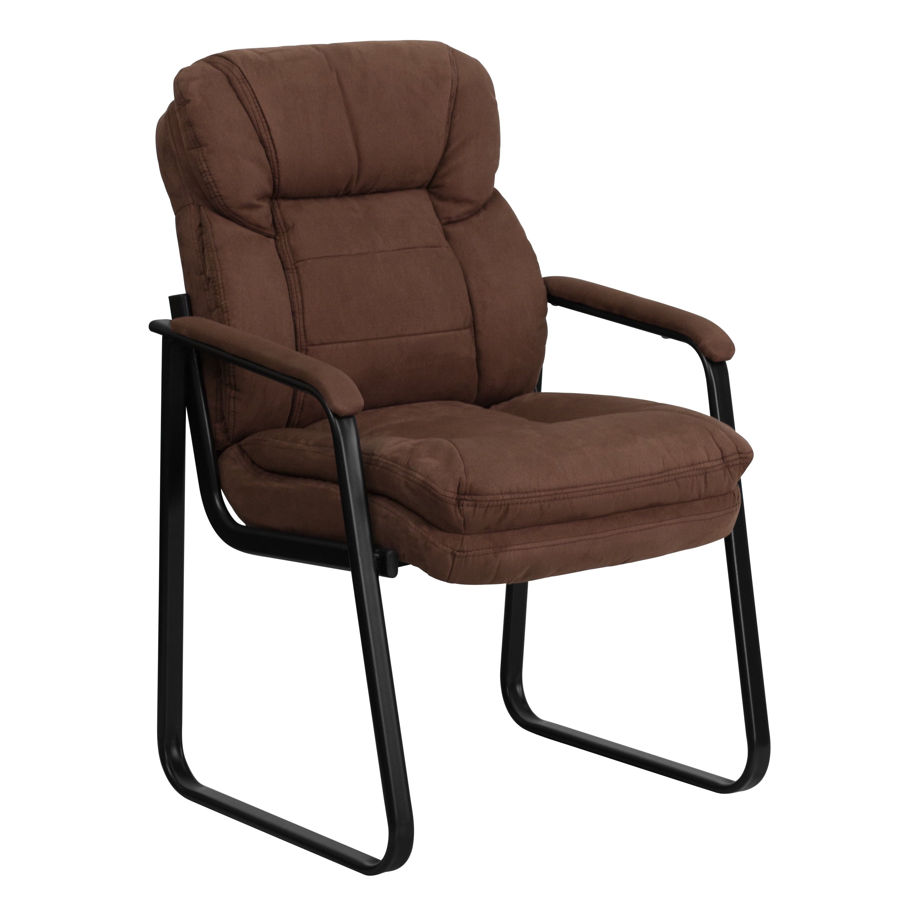 Brown Microfiber Executive Side Chair with Metal Sled Base