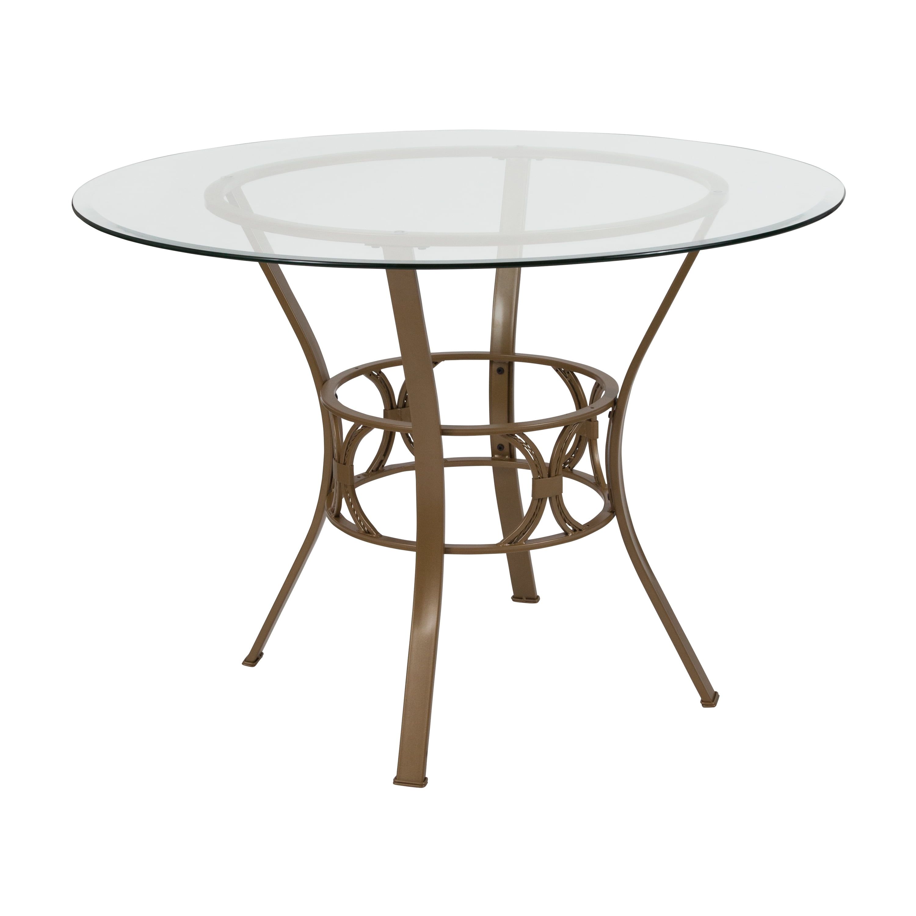 Carlisle 42'' Round Glass Dining Table with Matte Gold Frame