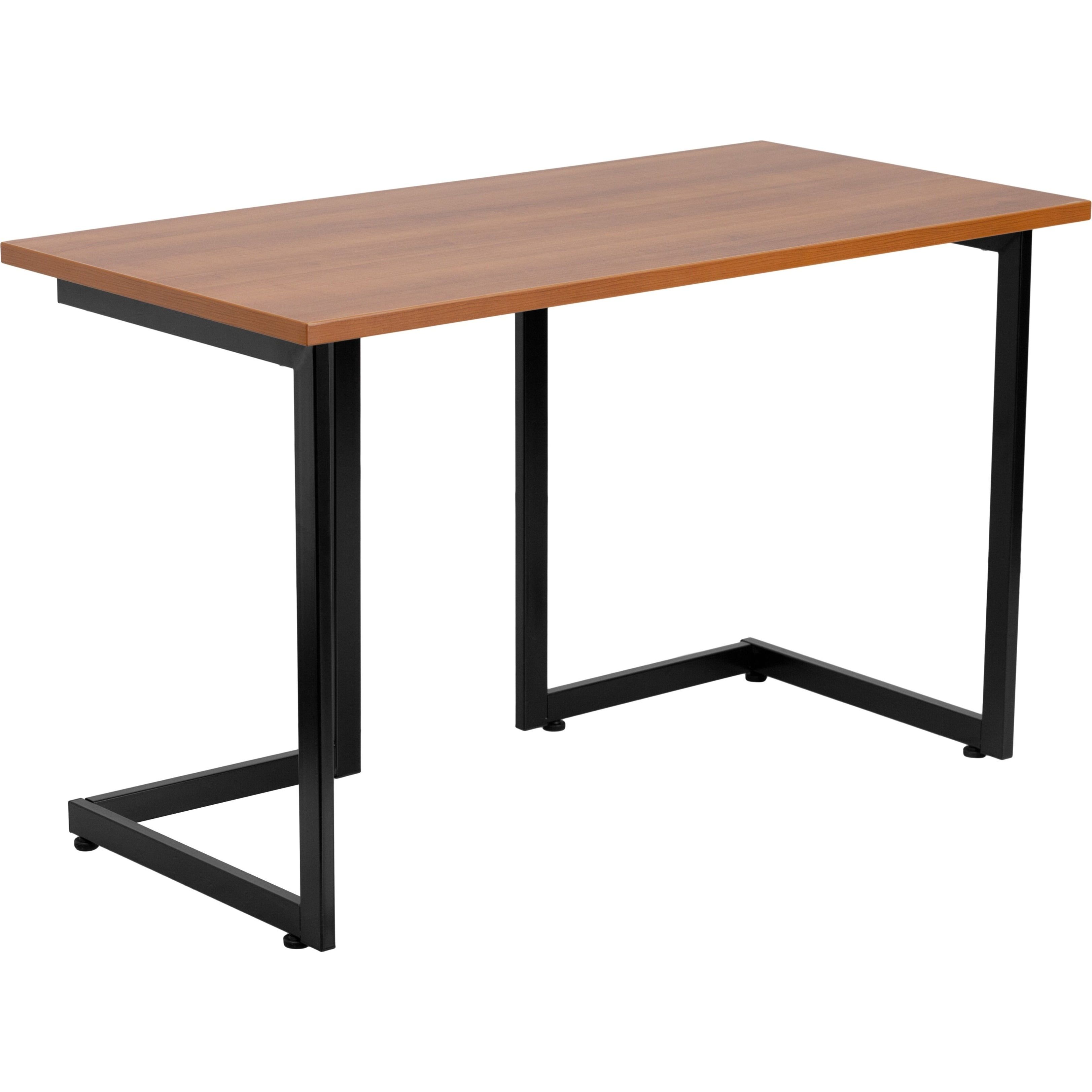 Cherry Finish Spacious Computer Desk with Black Metal Frame