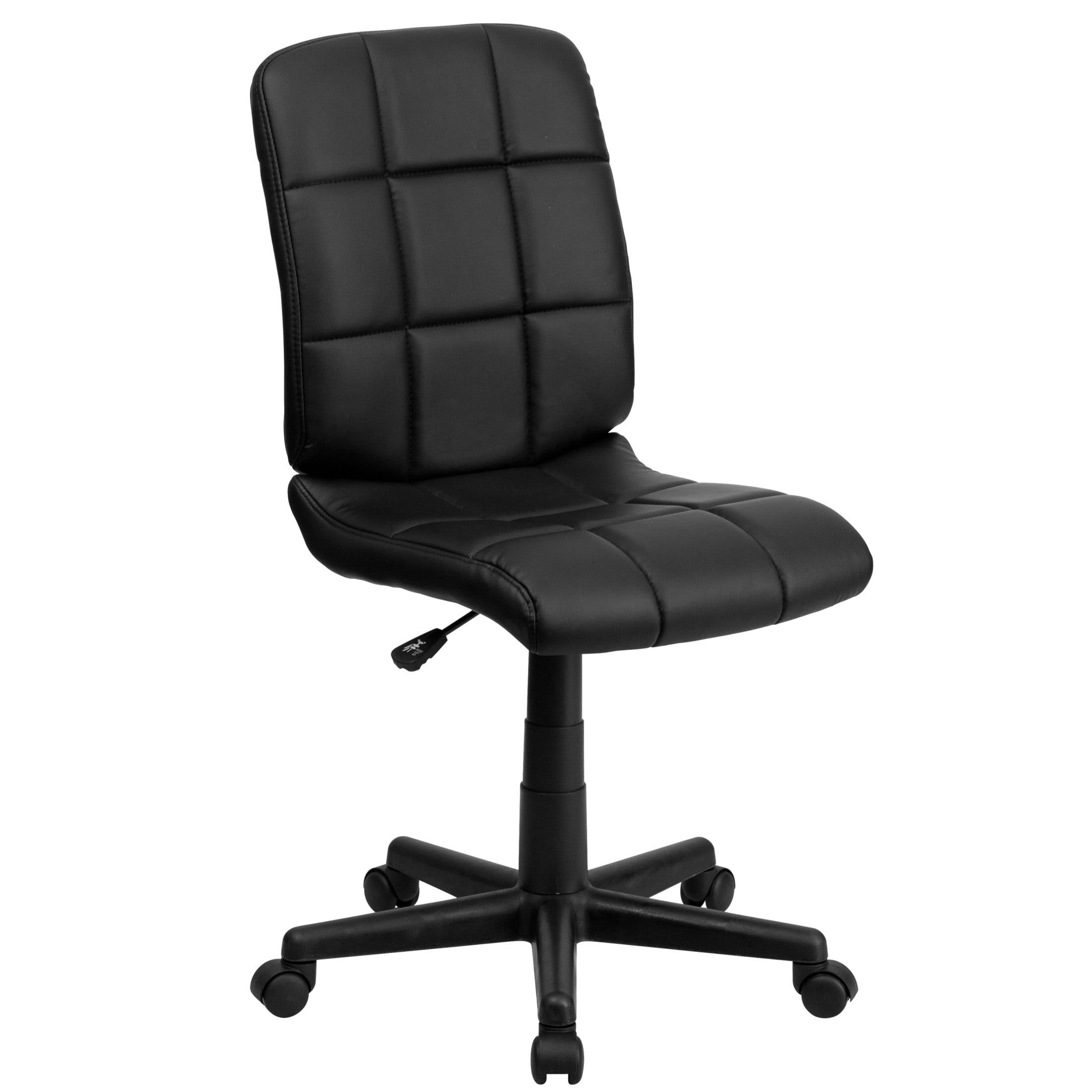 Black Quilted Vinyl Swivel Task Office Chair