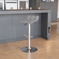 Contemporary Gray Vinyl Swivel Adjustable Backless Barstool