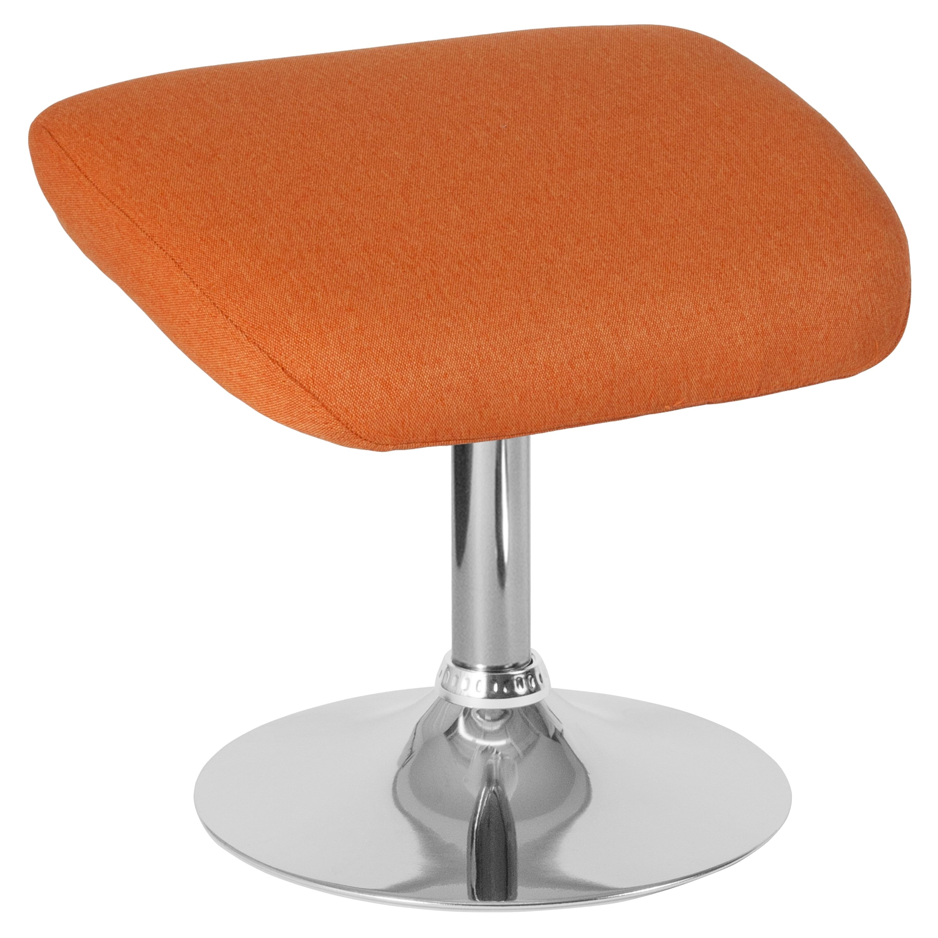 Egg Series Contemporary Orange Fabric Ottoman with Chrome Base