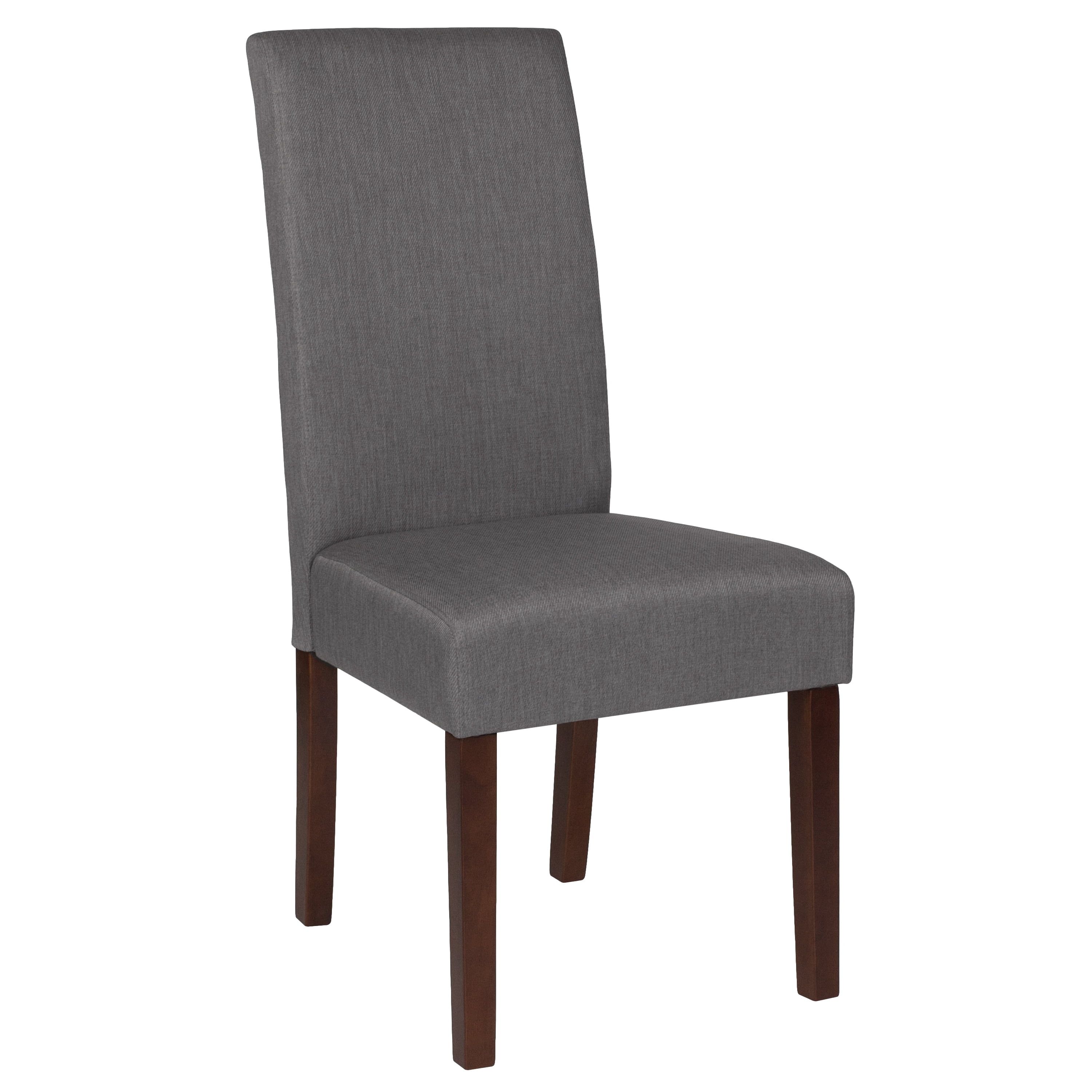 Light Gray Faux Leather Upholstered Parsons Side Chair with Wood Frame