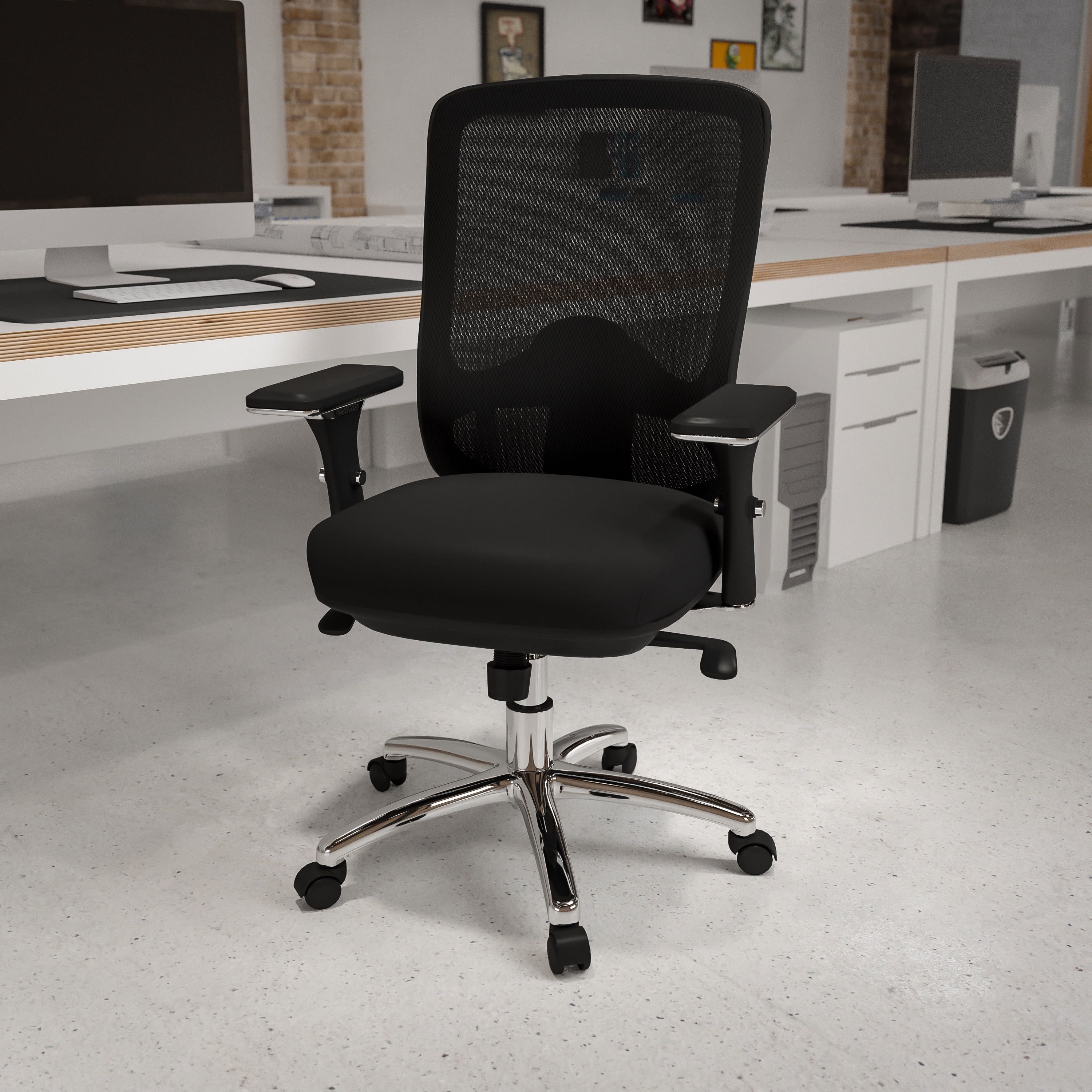 Black Mesh and Chrome Adjustable Swivel Office Chair