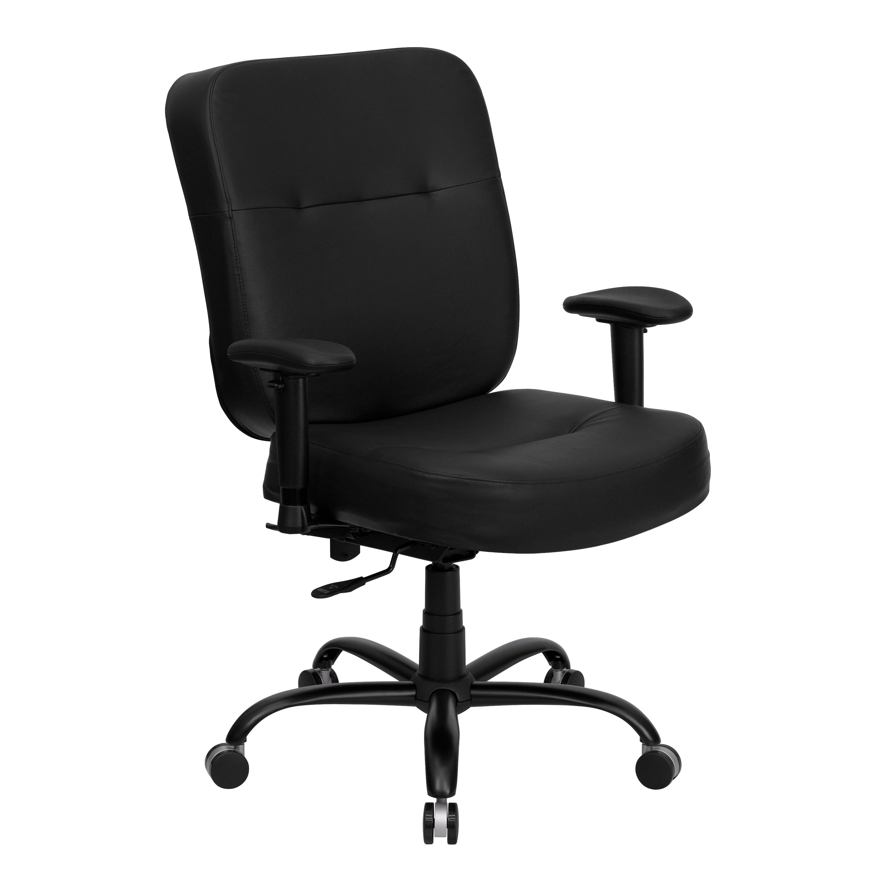 ErgoExec High-Back Black LeatherSoft Swivel Executive Chair with Adjustable Arms