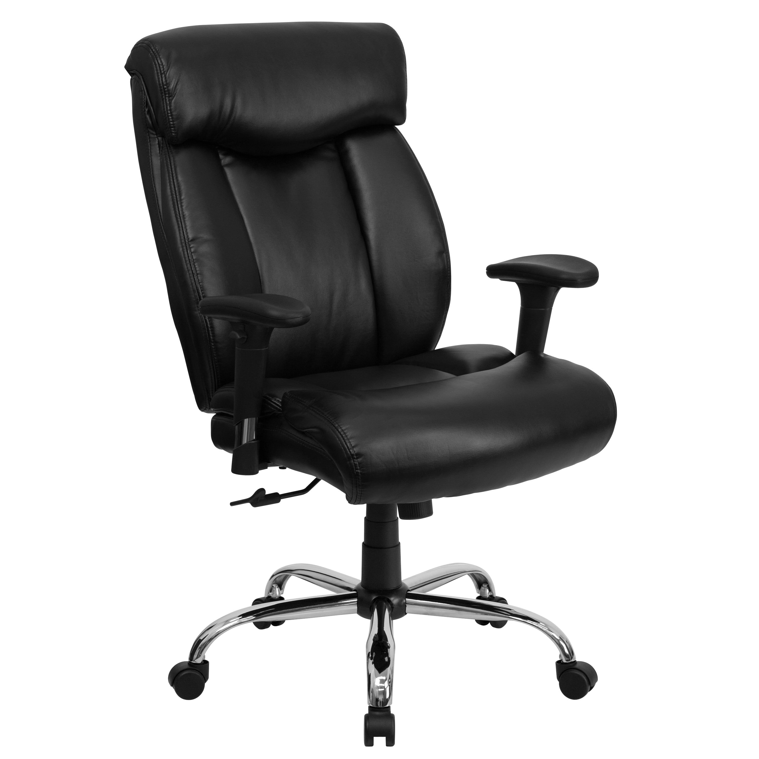 Executive High-Back Ergonomic Leather Swivel Chair with Adjustable Arms - Black