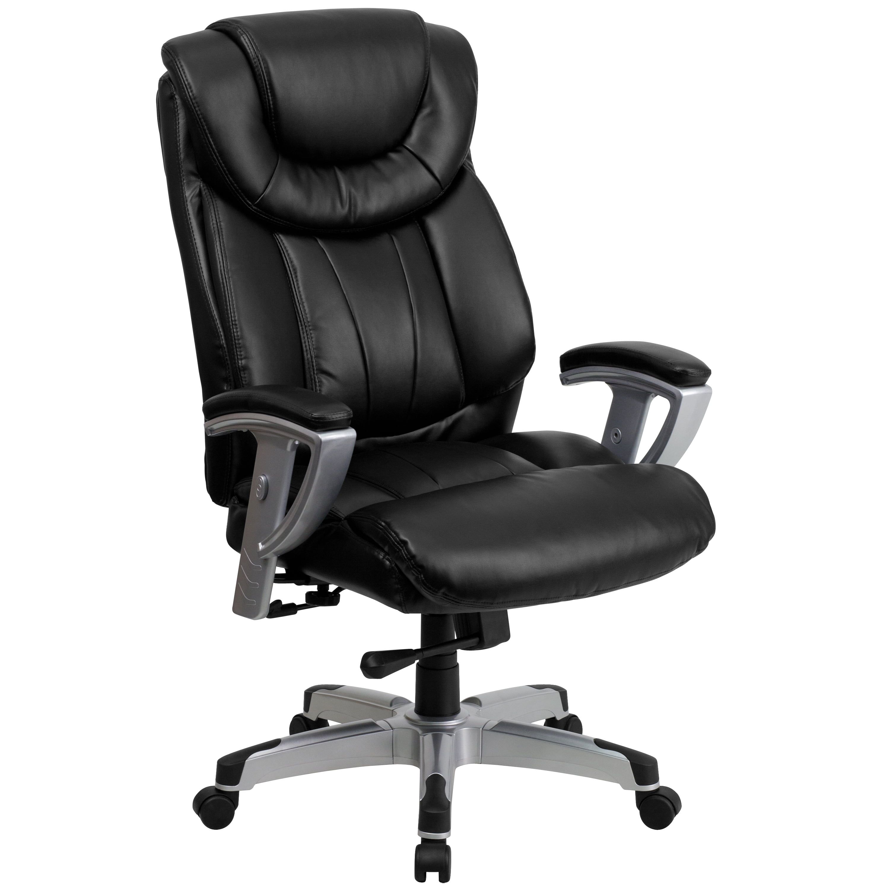 Black Leather High Back Ergonomic Executive Chair with Adjustable Arms