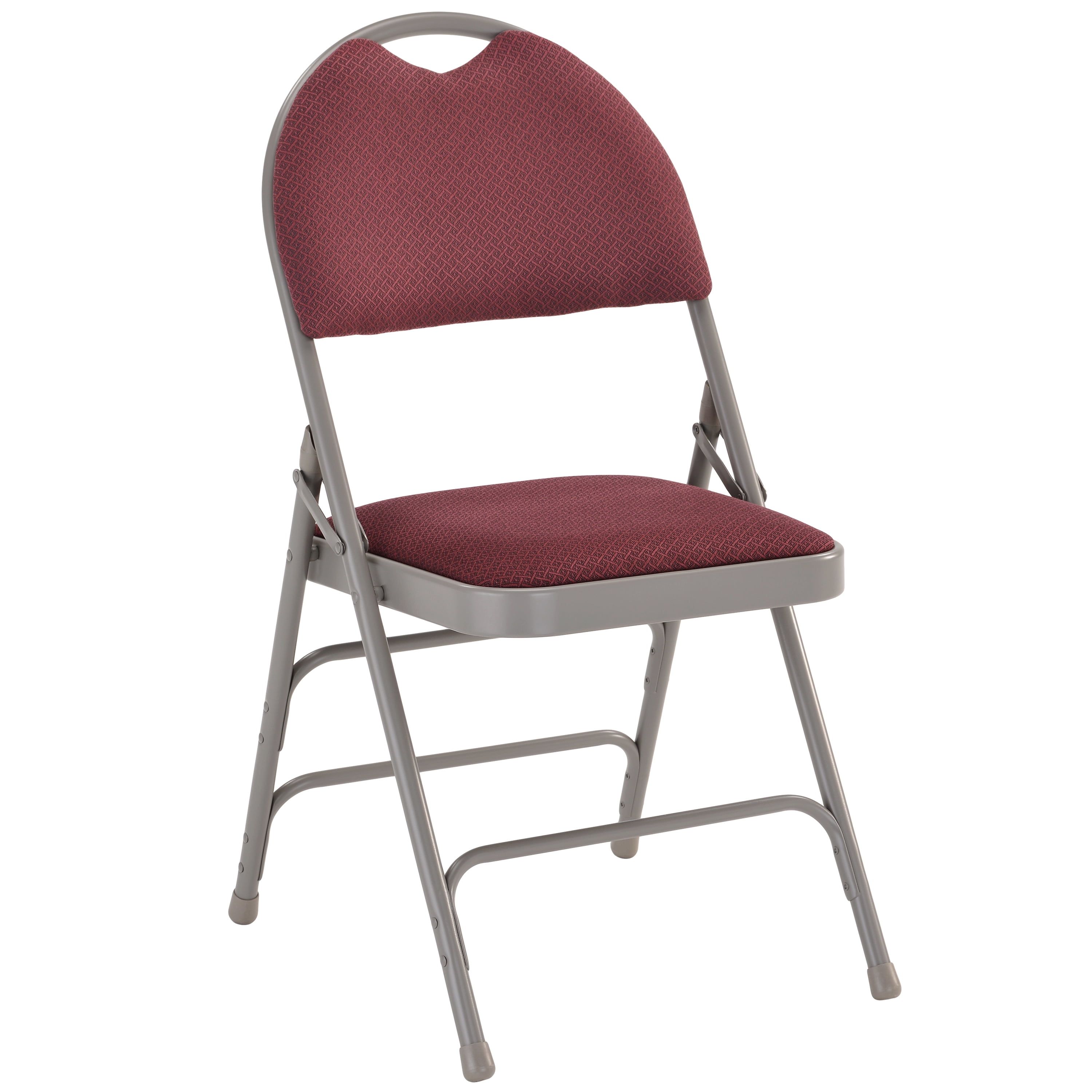 Burgundy Fabric High Back Armless Metal Folding Chair