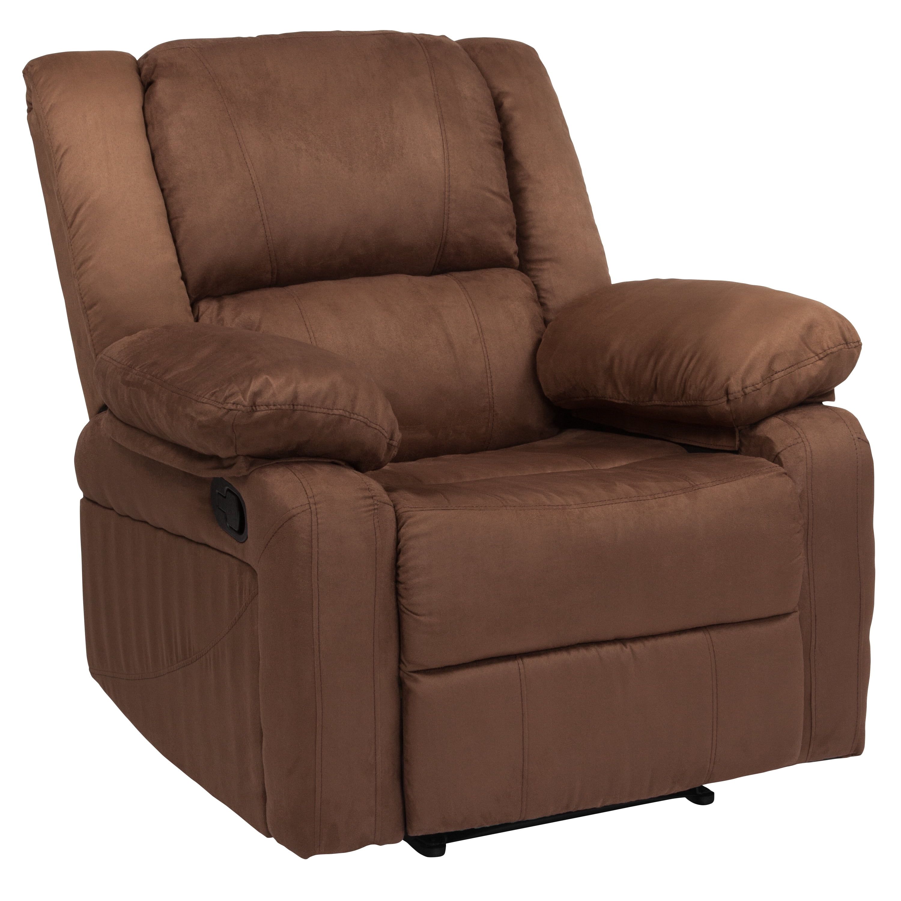 Chocolate Brown Microfiber Recliner with Metal Frame