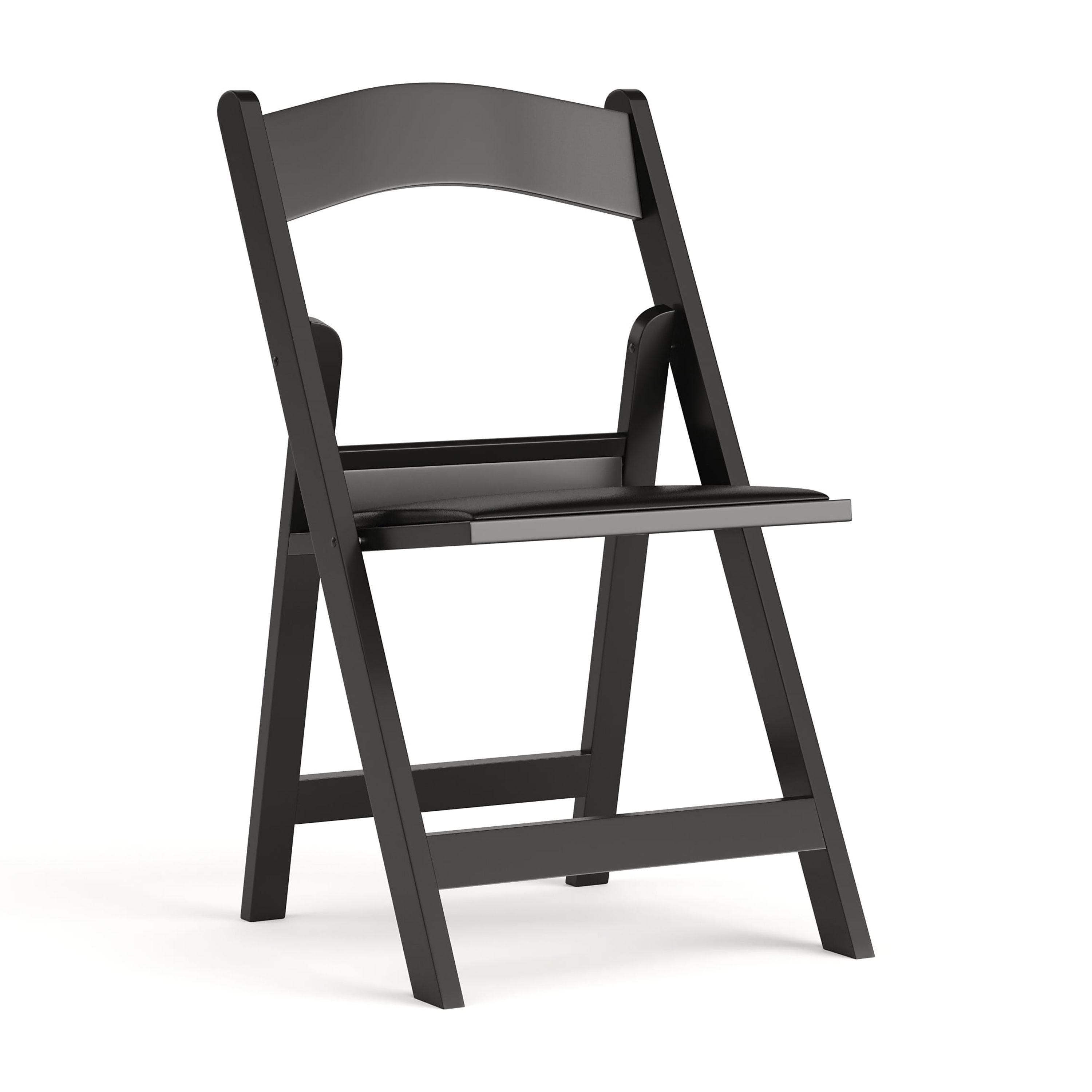 Black Resin Folding Chair with Cushions, 1000 lb Capacity