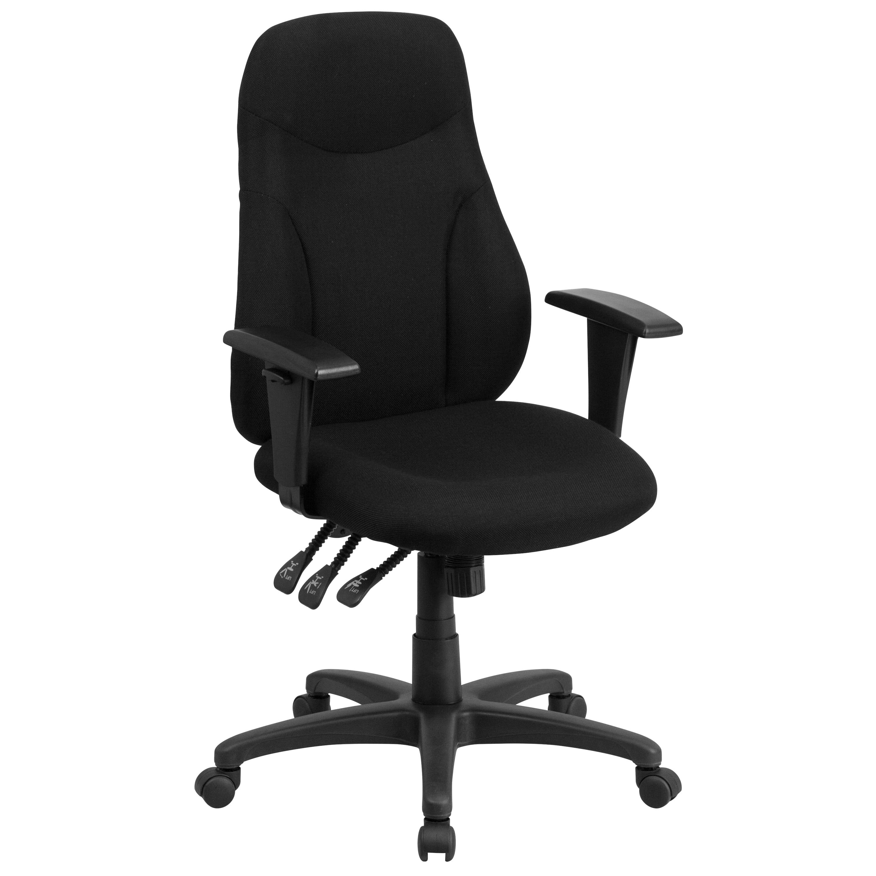 High Back Black Fabric Ergonomic Swivel Task Chair with Adjustable Arms