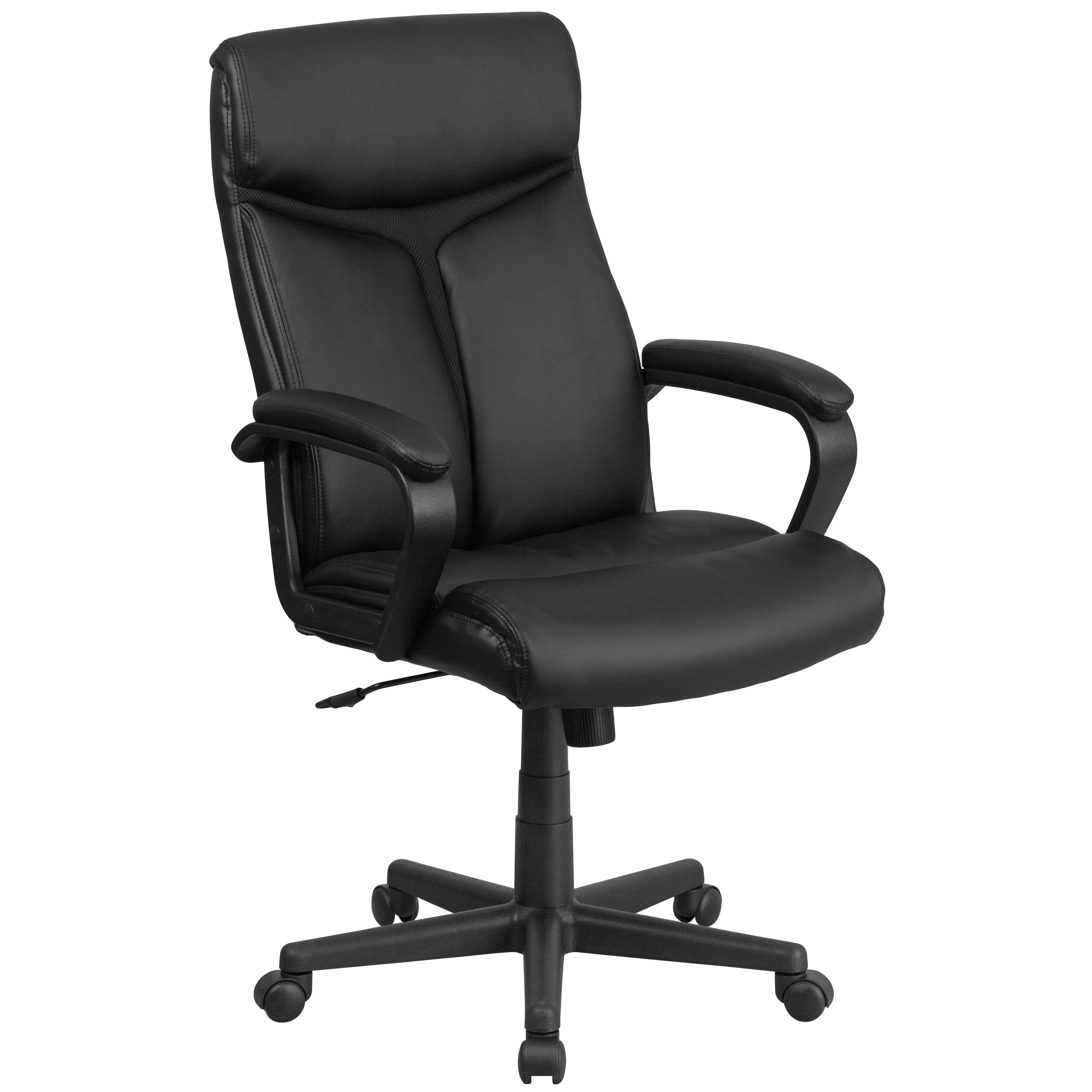 ErgoExecutive High Back Black Leather & Mesh Swivel Chair with Arms