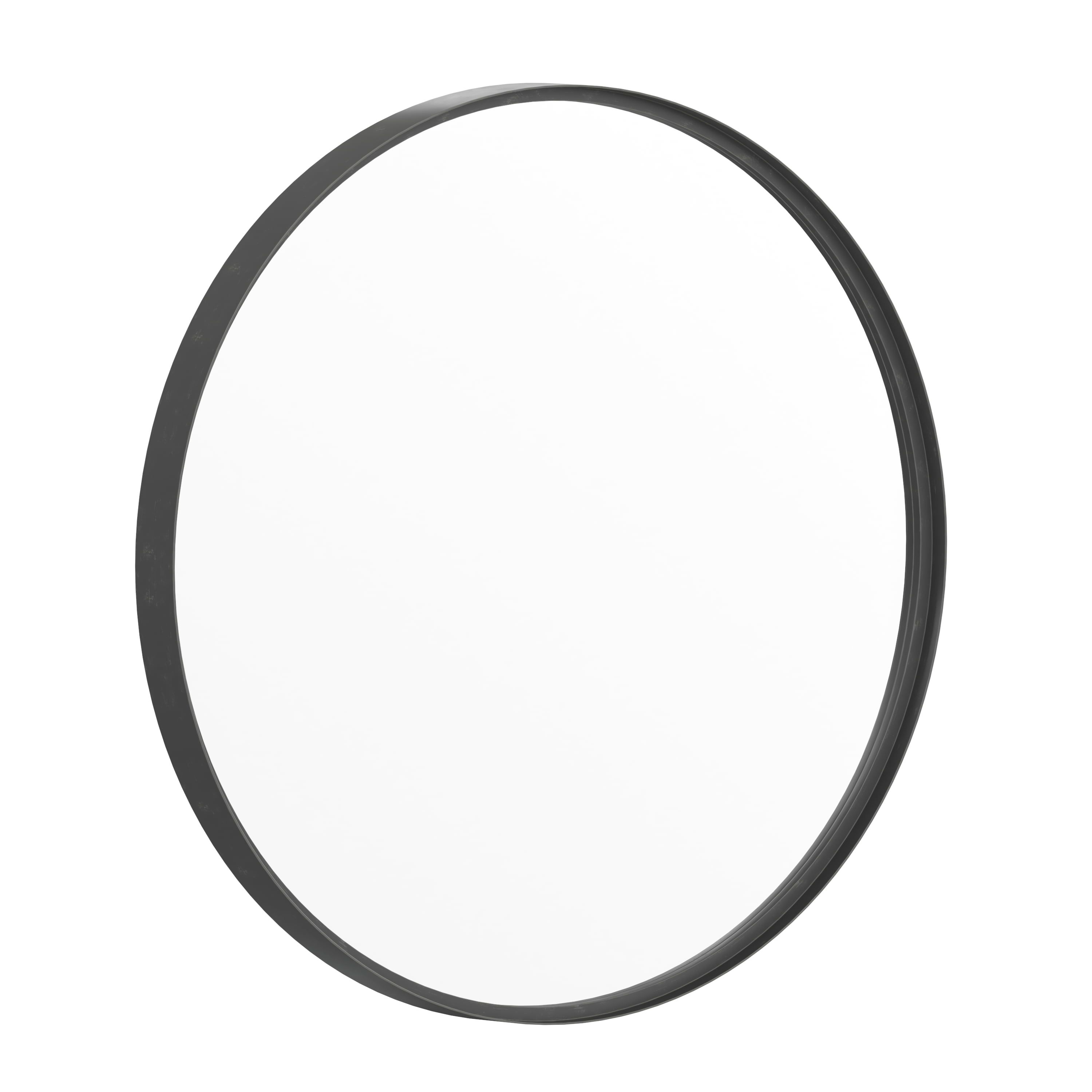 Matte Black 27.5" Round Metal Framed HD Wall Mirror