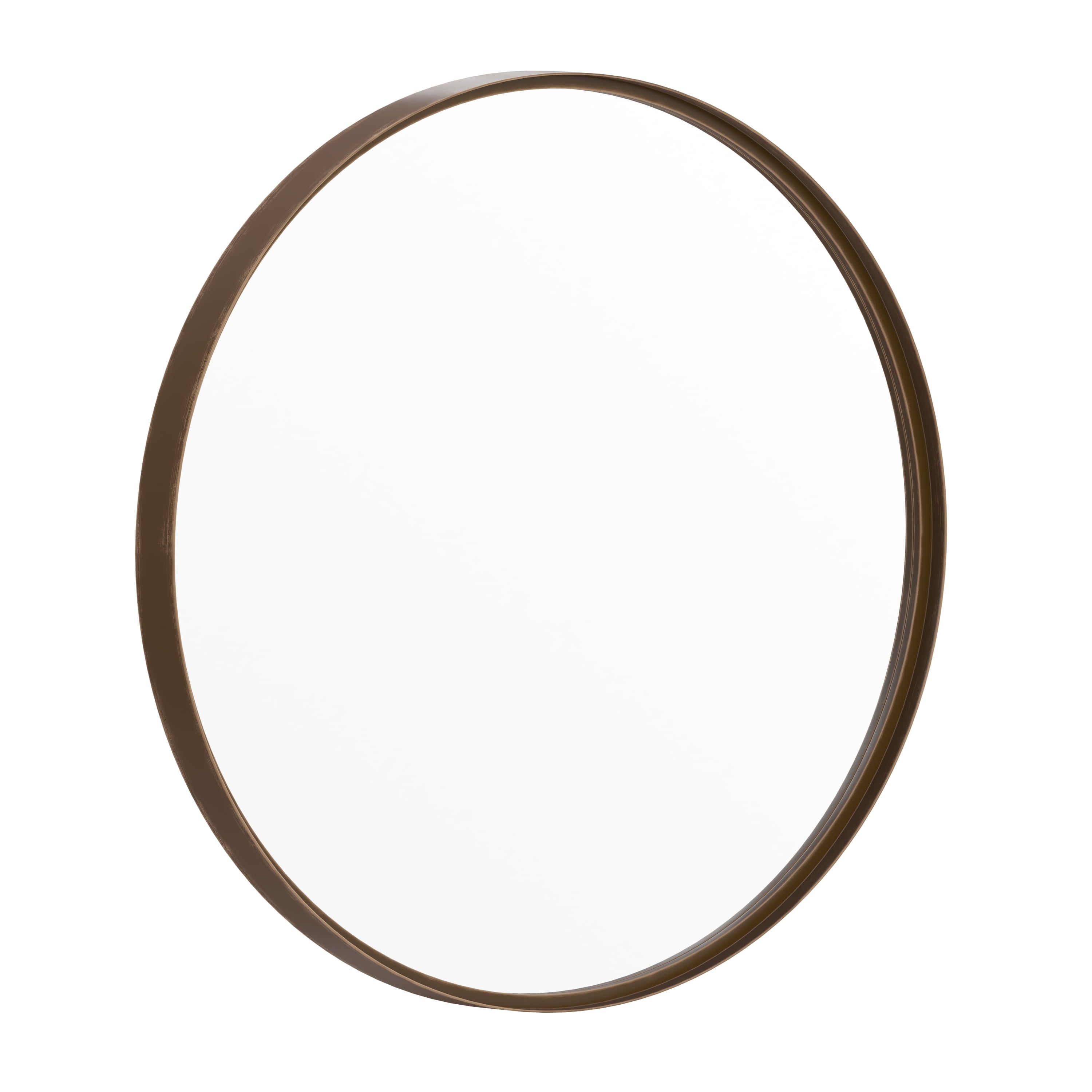 Modern Round 27.5" Brushed Bronze Wall Mirror with Shatterproof Glass