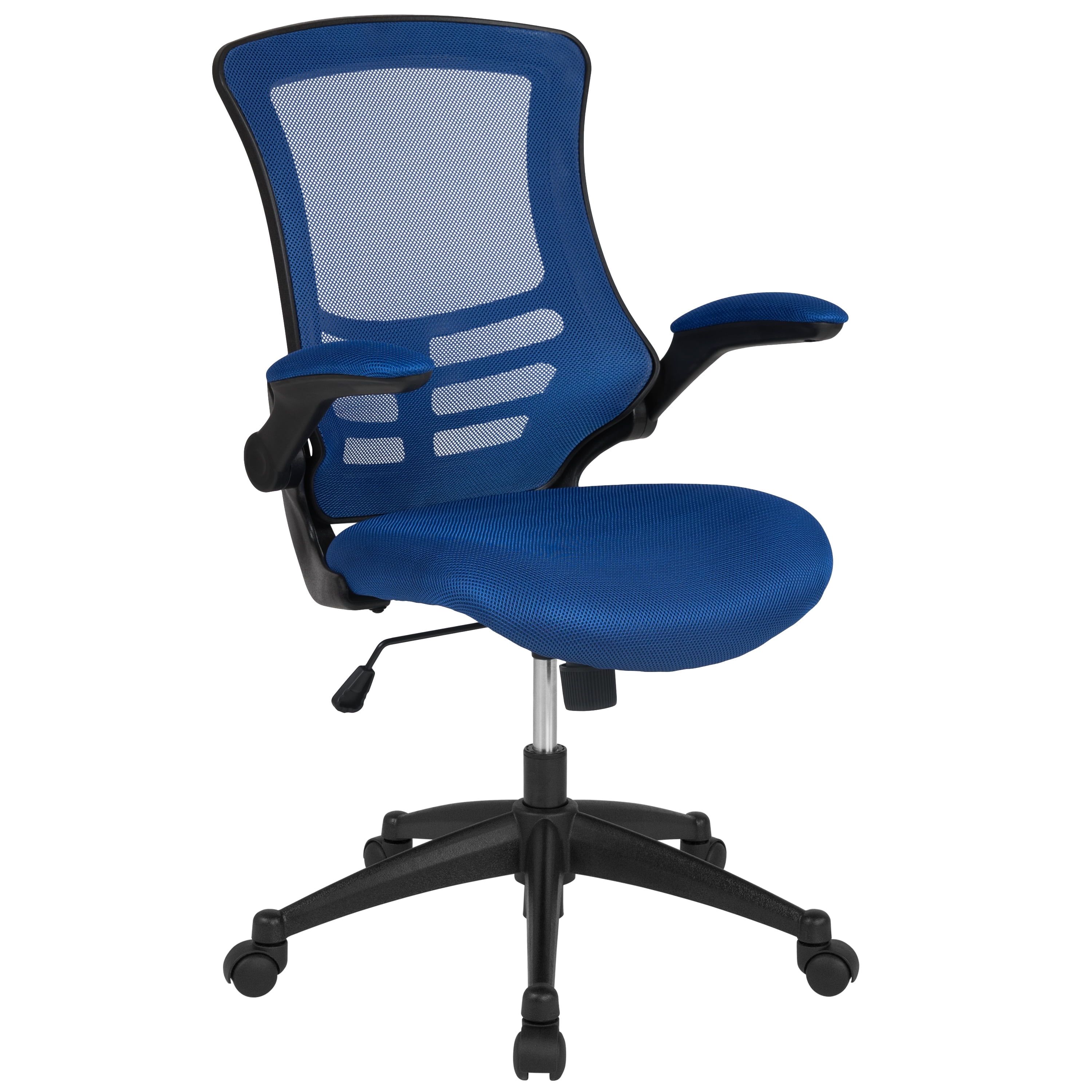 Blue Mesh Mid-Back Ergonomic Office Chair with Adjustable Arms