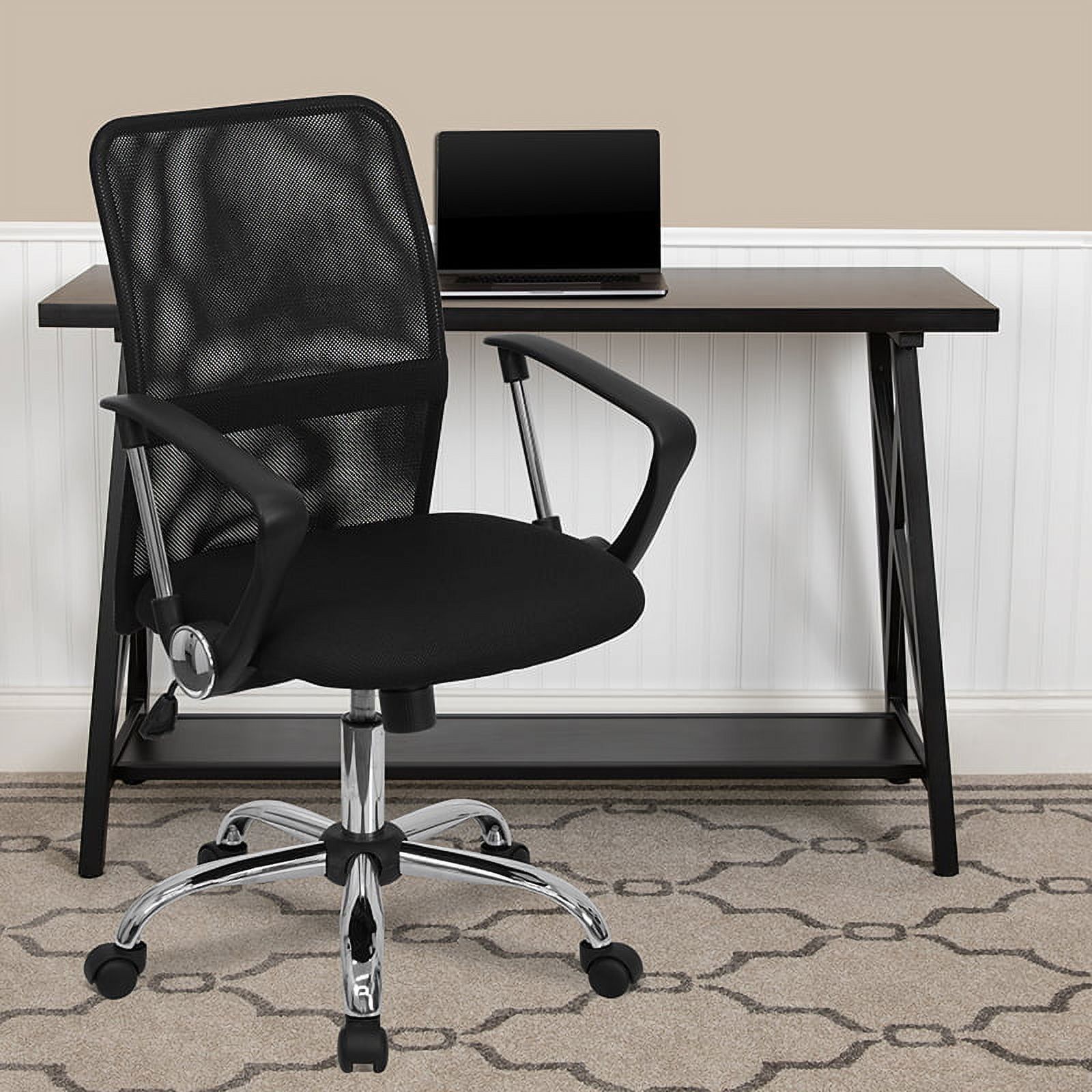 Mid-Back Black Mesh Swivel Task Chair with Chrome Base