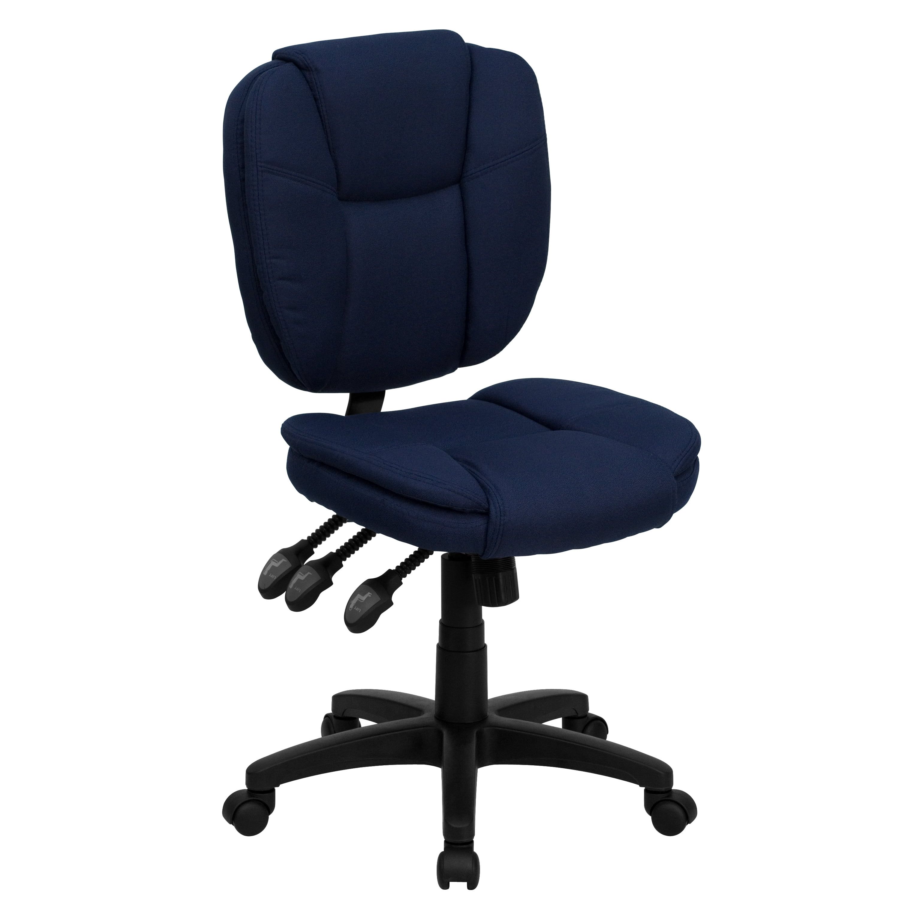 Navy Blue Fabric Mid-Back Ergonomic Task Chair with Pillow Top Cushioning