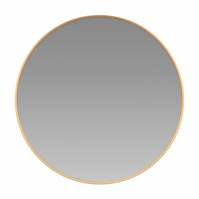 36" Round Oxidized Gold Wood Frame Modern Wall Mirror