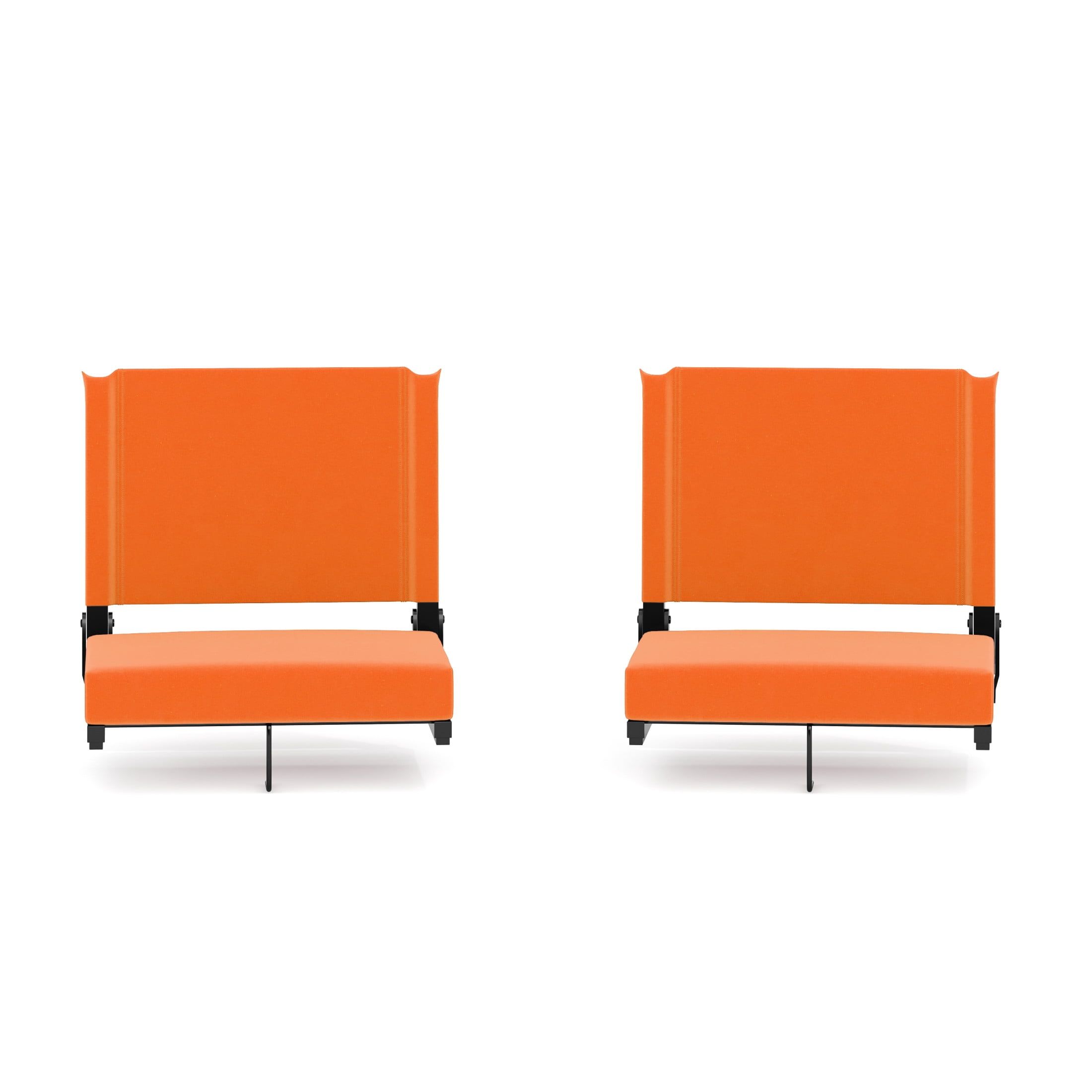 Orange Ultra-Padded Folding Stadium Chairs with Aluminum Frame, Set of 2