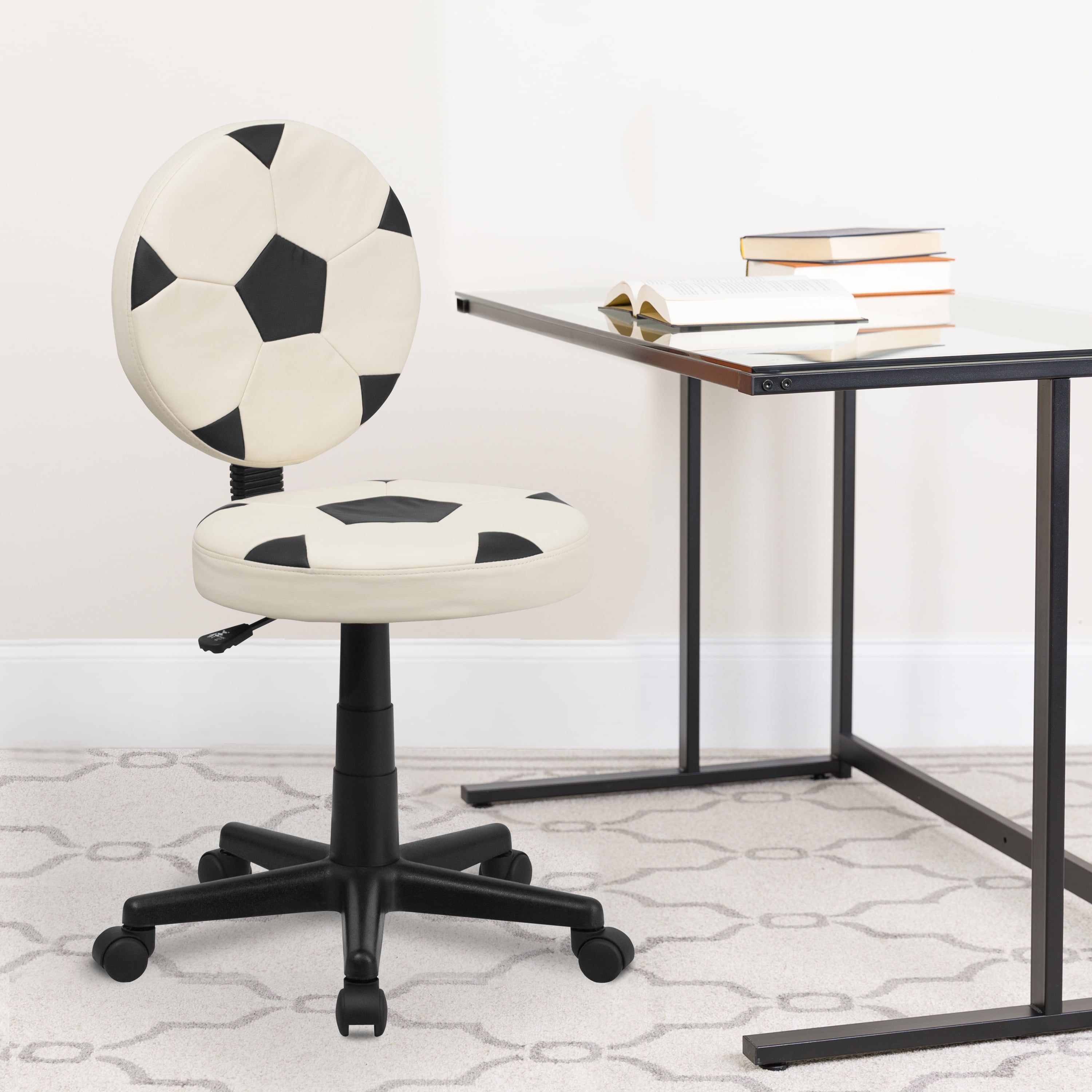 Soccer Ball Swivel Task Chair in Black and White Vinyl