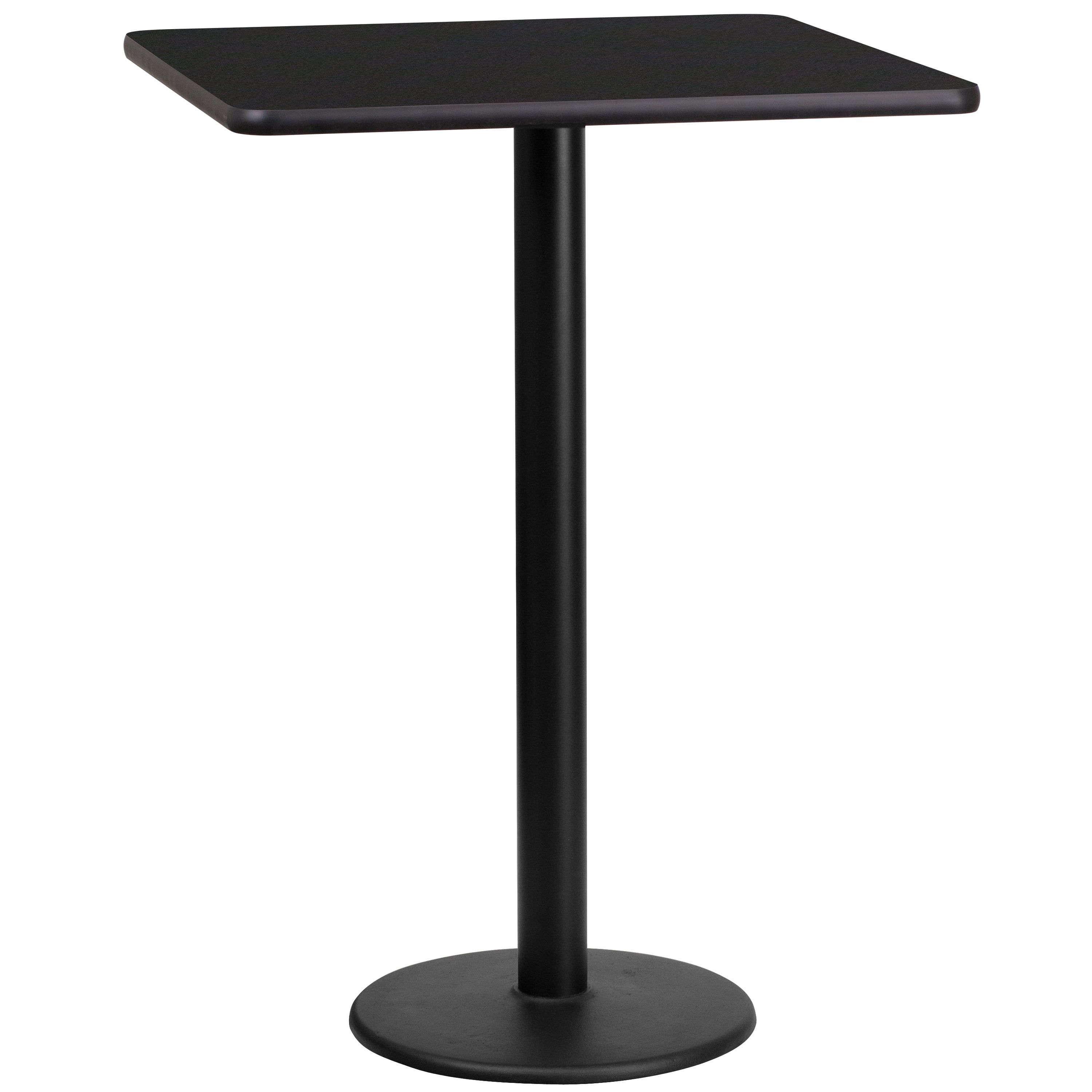 Stiles 24'' Square Black Laminate Bar Height Table with Round Base