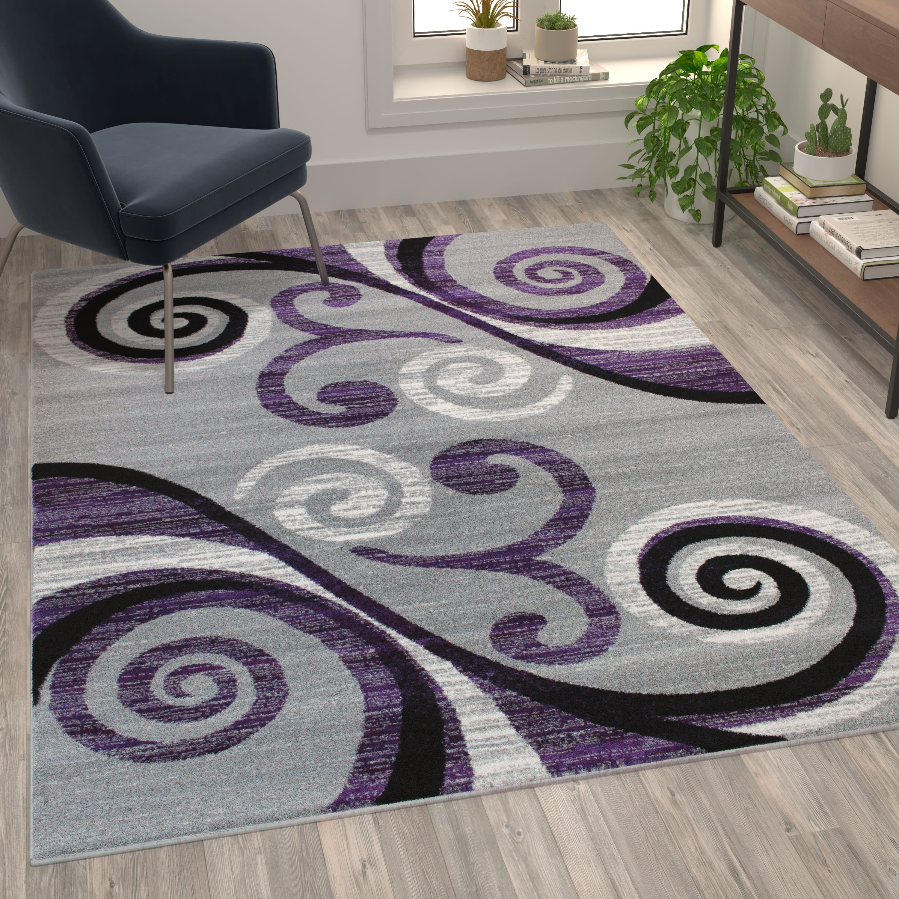 Valli 5' x 7' Purple Reversible Synthetic Area Rug