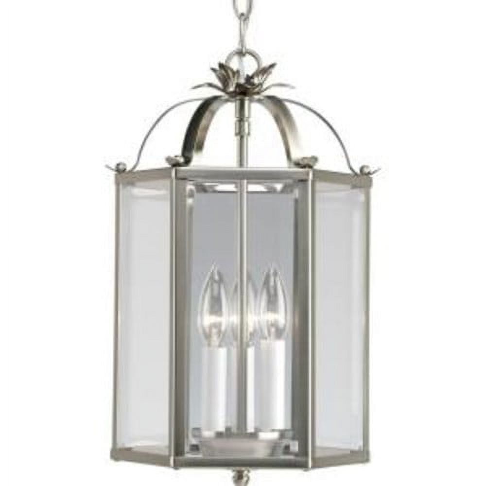 Brushed Nickel Flat Glass Foyer Light with Incandescent Lamps