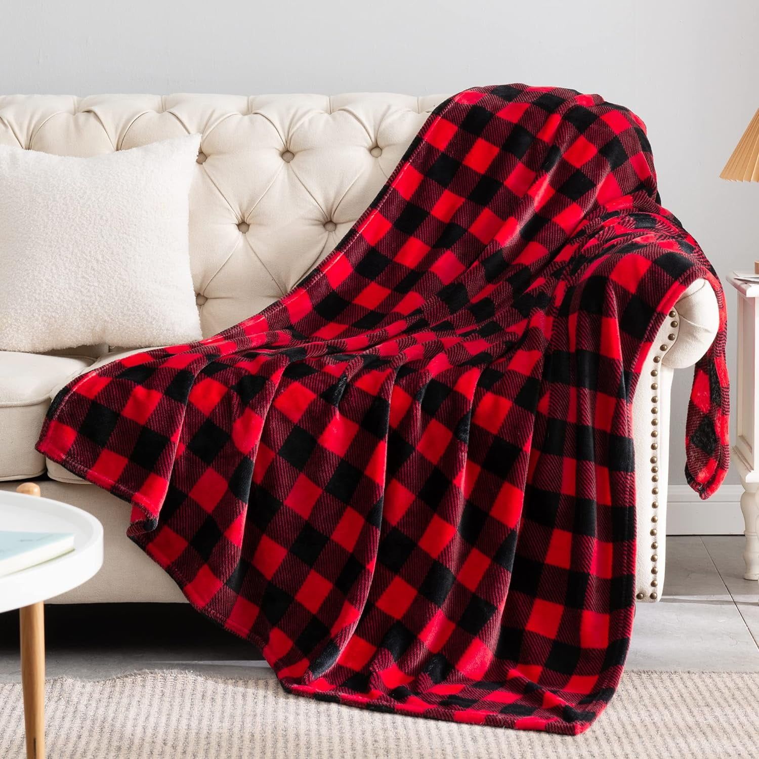 Red and Black Buffalo Plaid Fleece Throw Blanket 50" x 60"