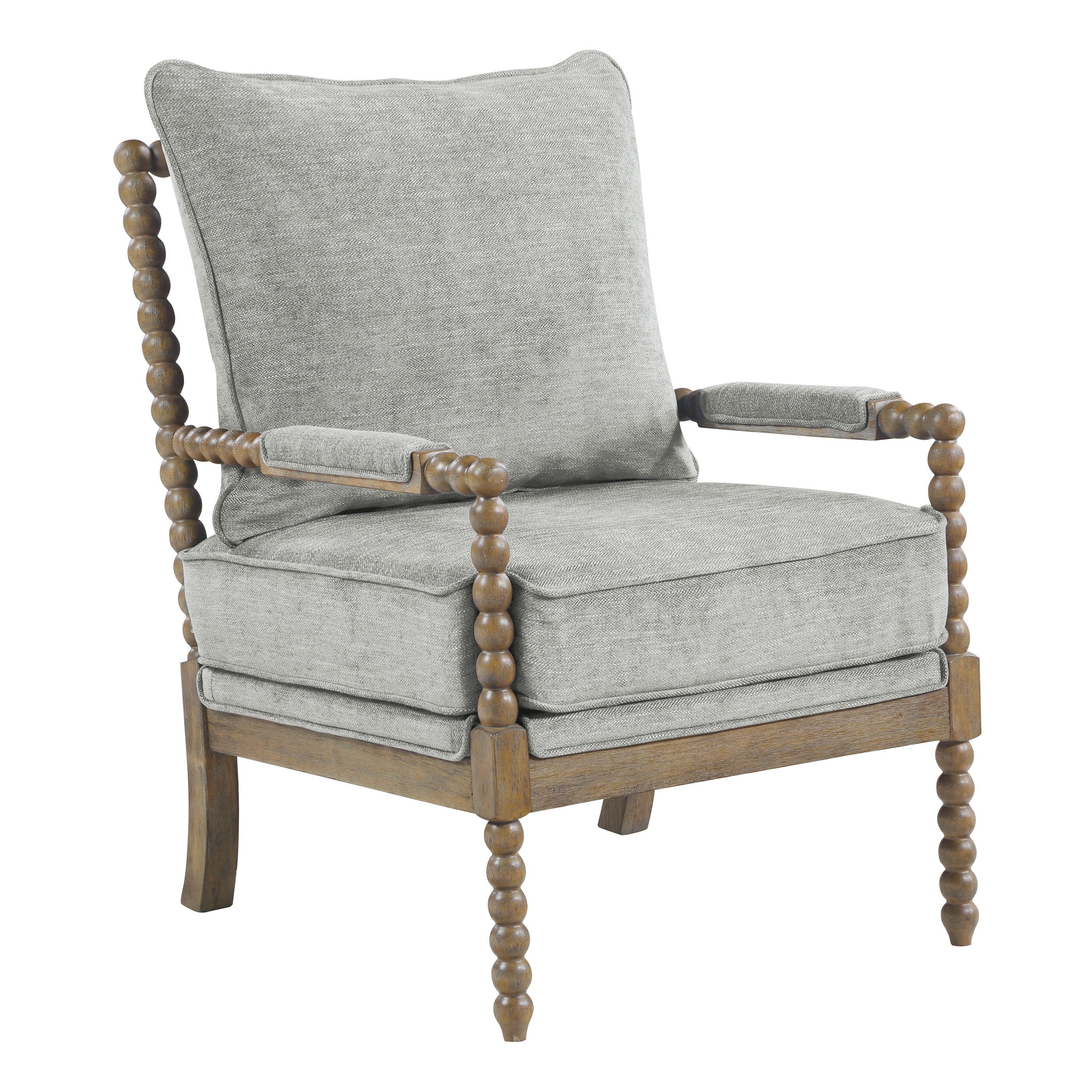 Fletcher Smoke Gray Spindle Accent Chair with Wood Frame