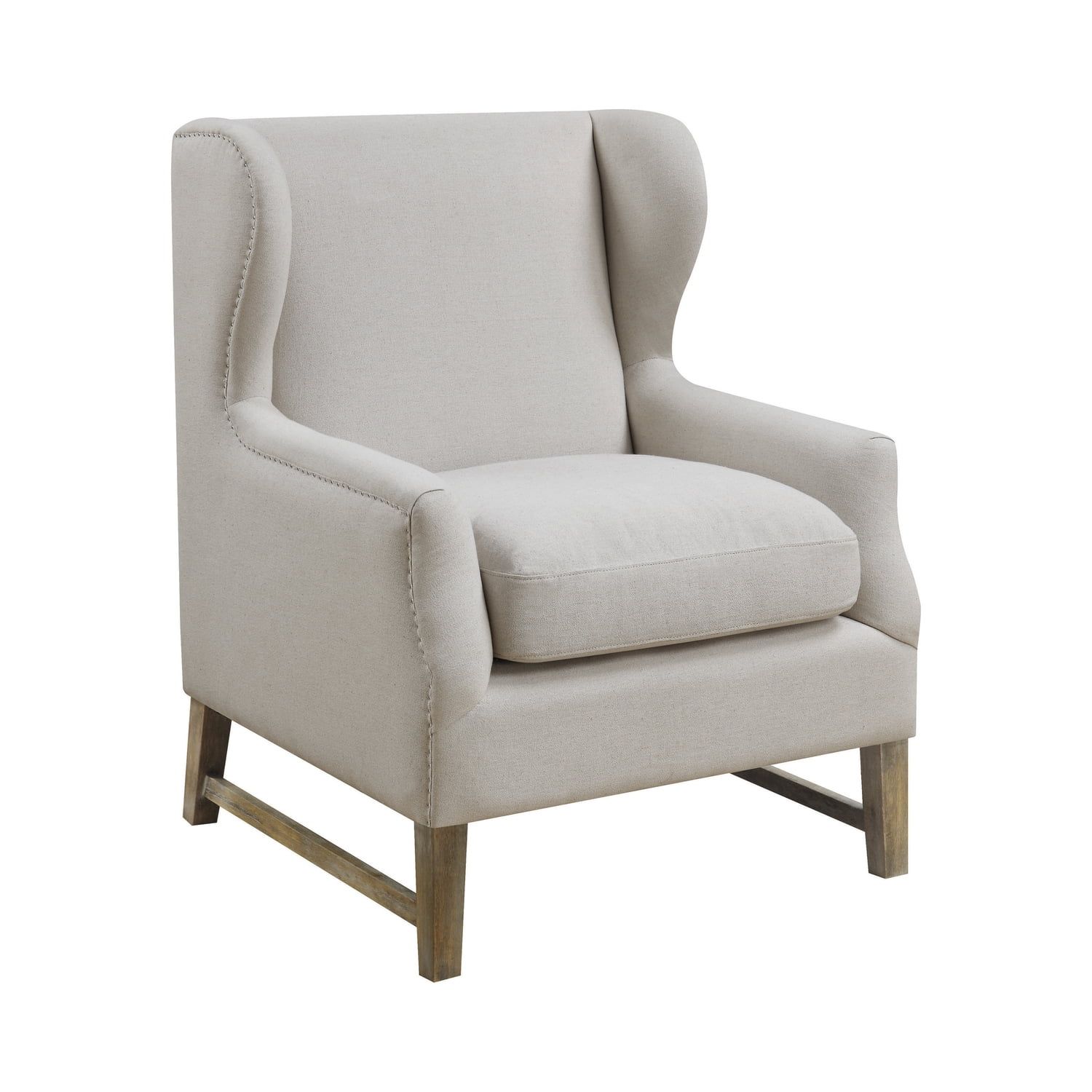 Cream Wingback Accent Chair with Light Wood Legs