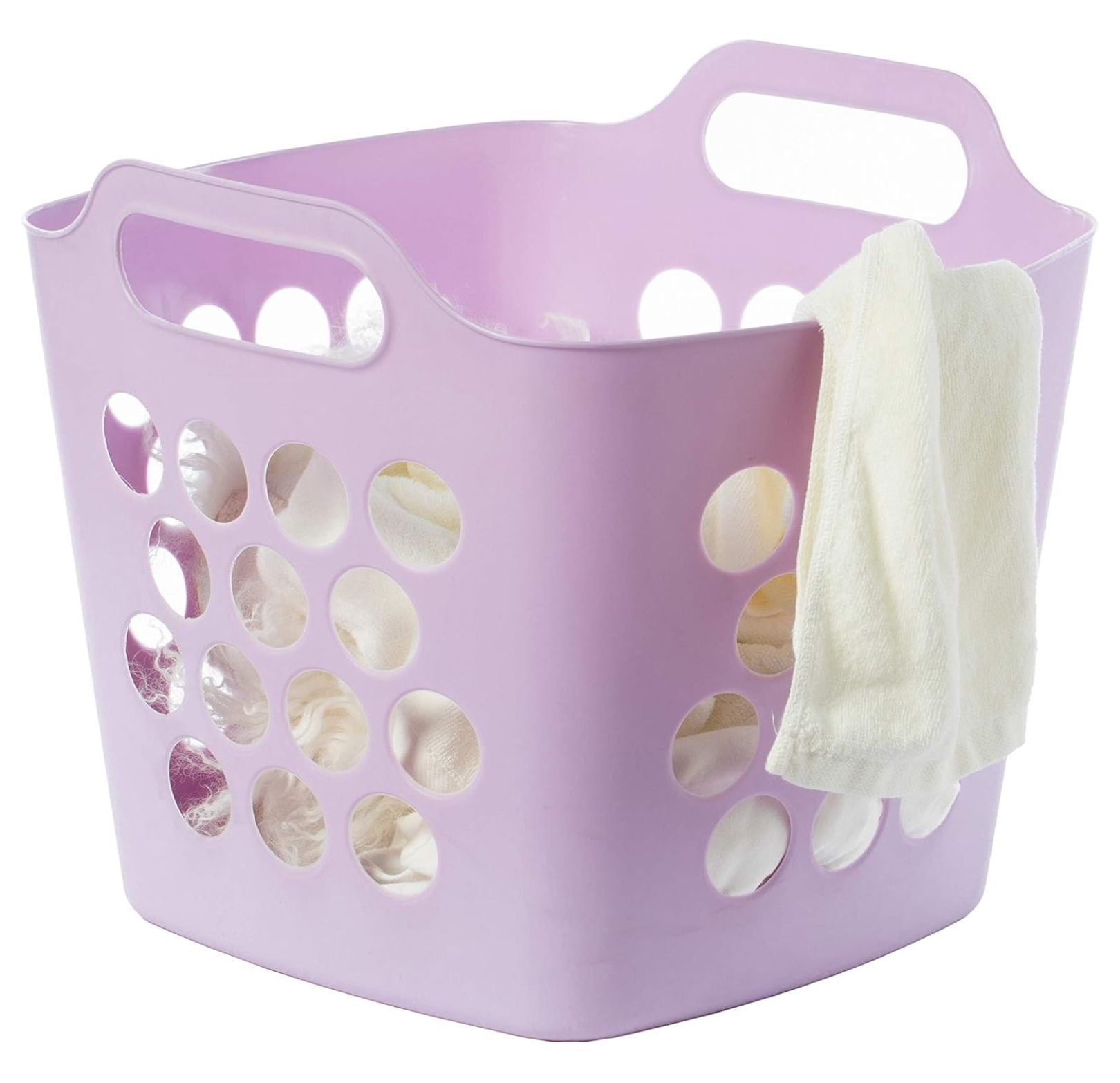 Purple Plastic Collapsible Stackable Laundry Hamper with Handles