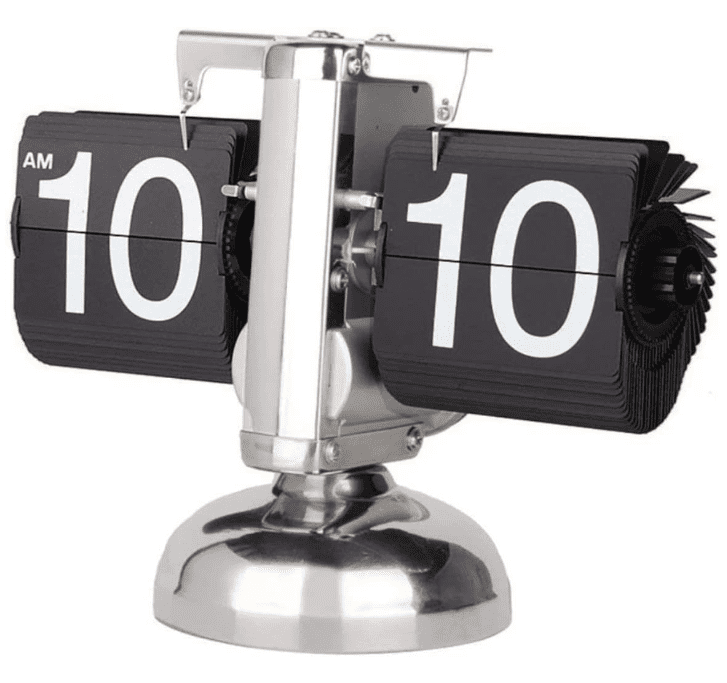 Retro Black and Silver Mechanical Flip Desk Clock