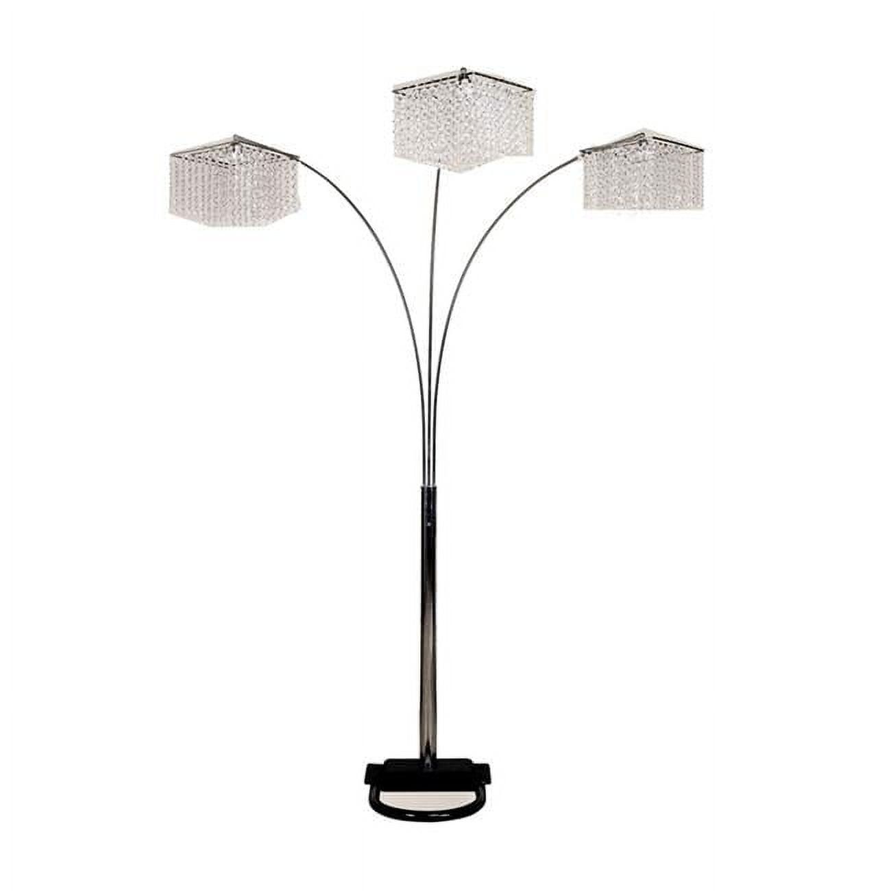 Elysian Silver Arc Floor Lamp with Crystal Chandelier Shades