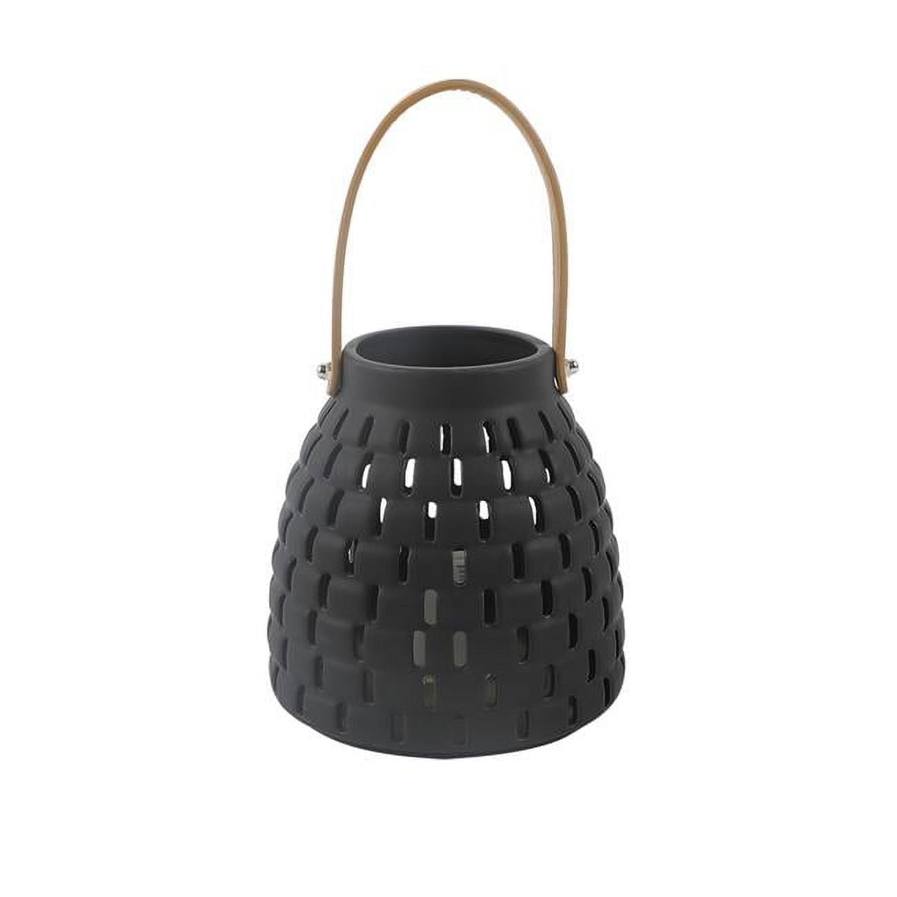 Matte Black Ceramic Honeycomb Hanging LED Lantern