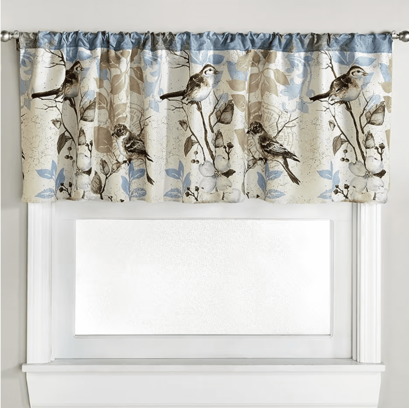 Bluebird Floral Polyester Rod Pocket Valance